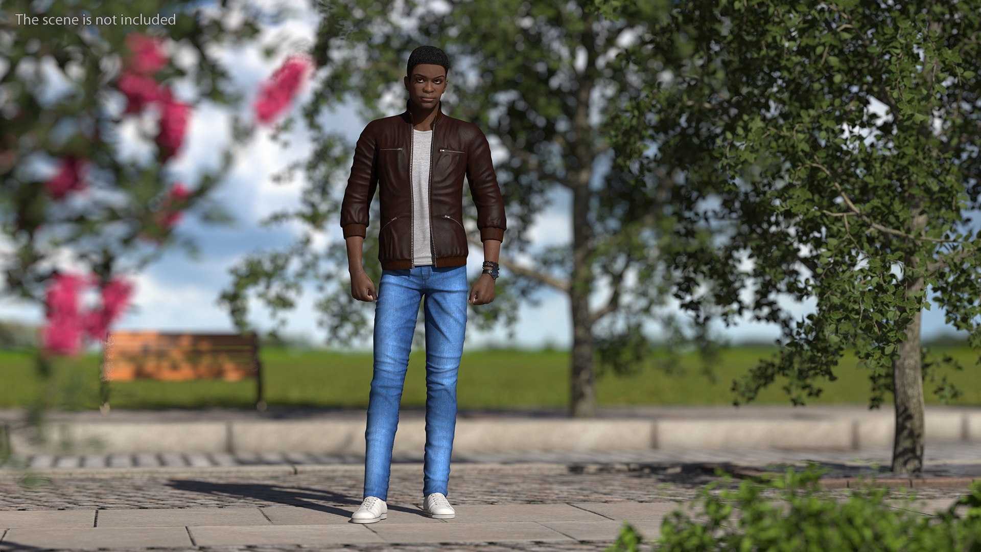 Teenager Dark Skin Street Outfit Rigged 3D model