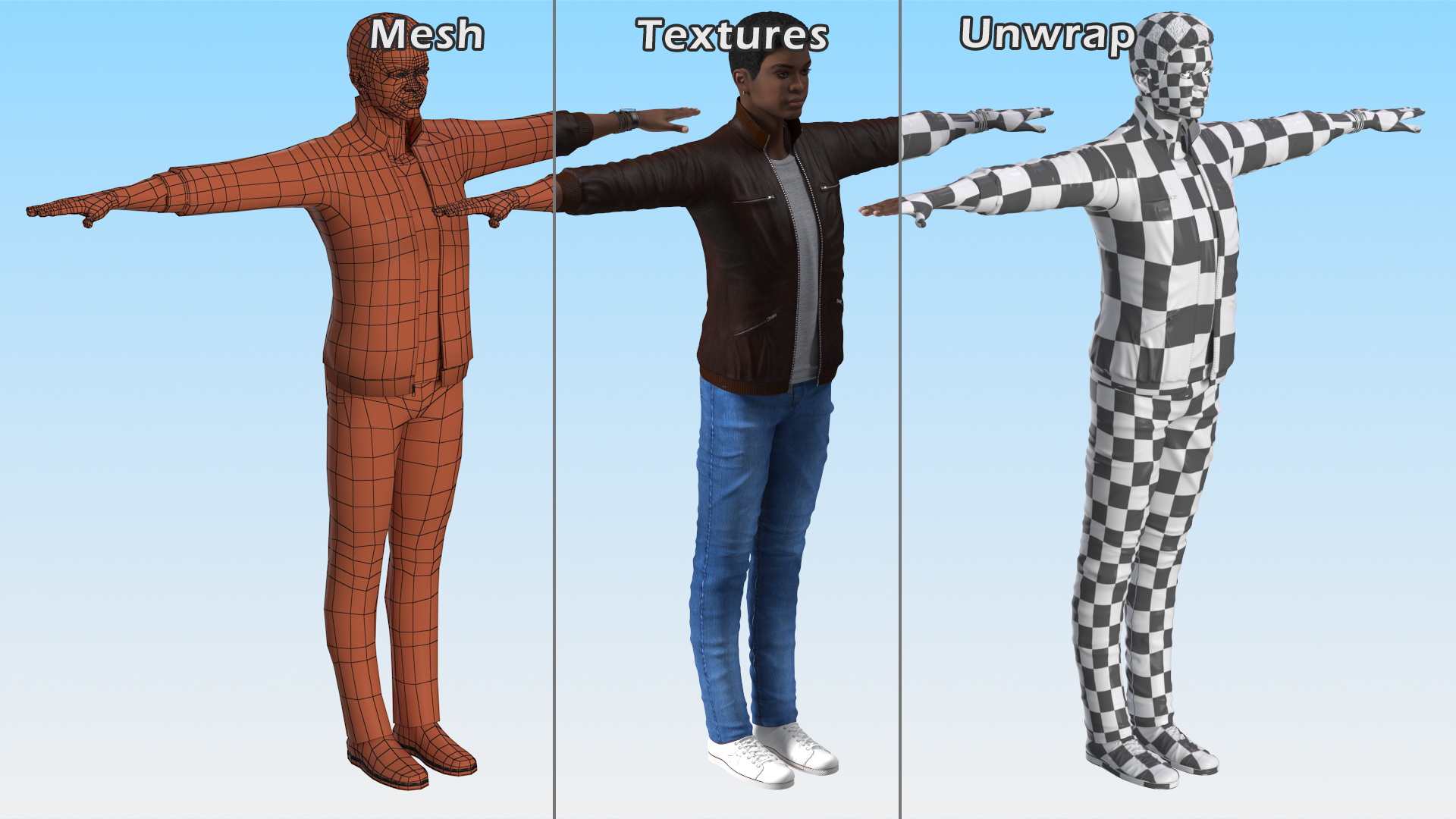 Teenager Dark Skin Street Outfit Rigged 3D model
