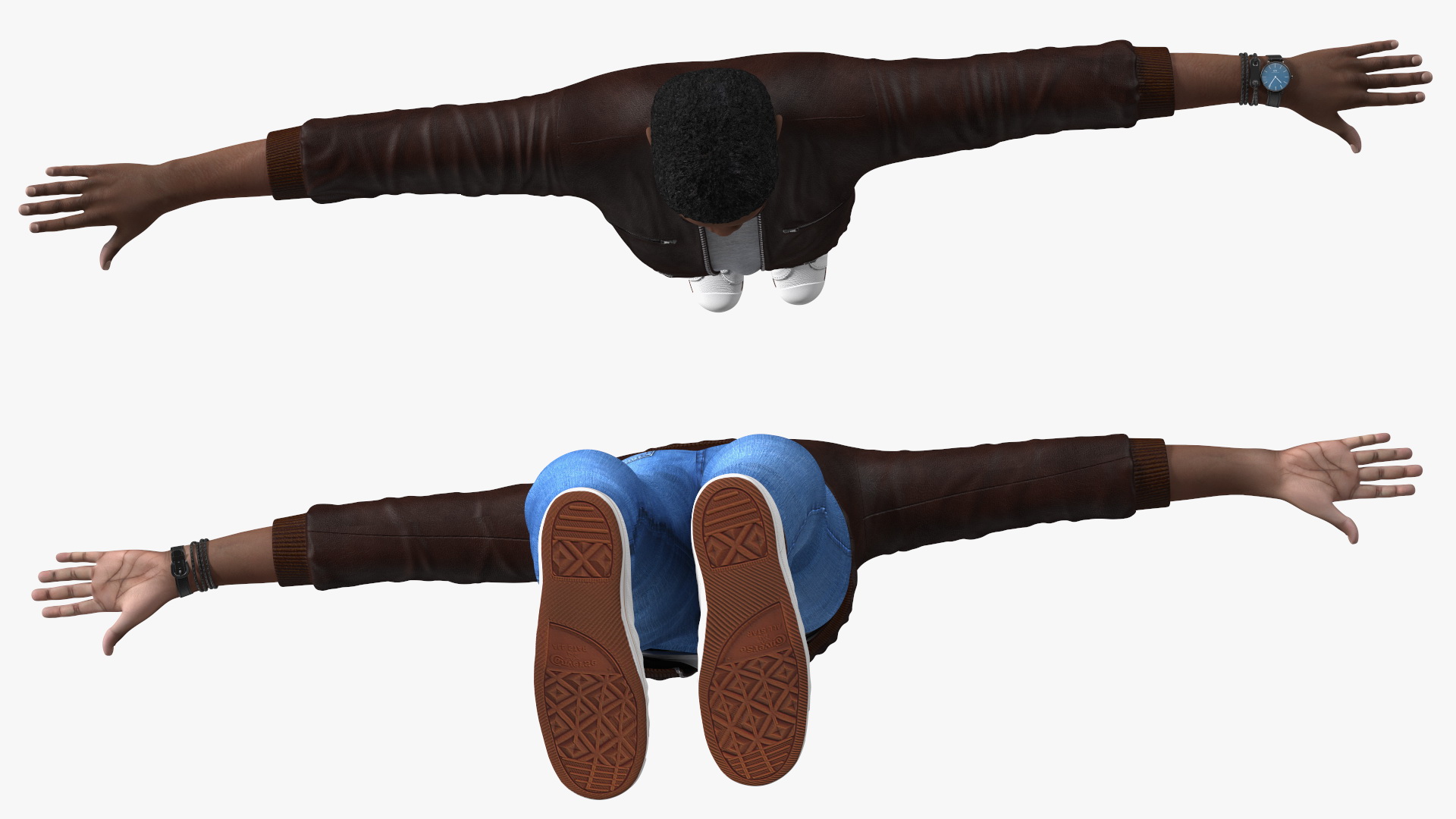 Teenager Dark Skin Street Outfit Rigged 3D model
