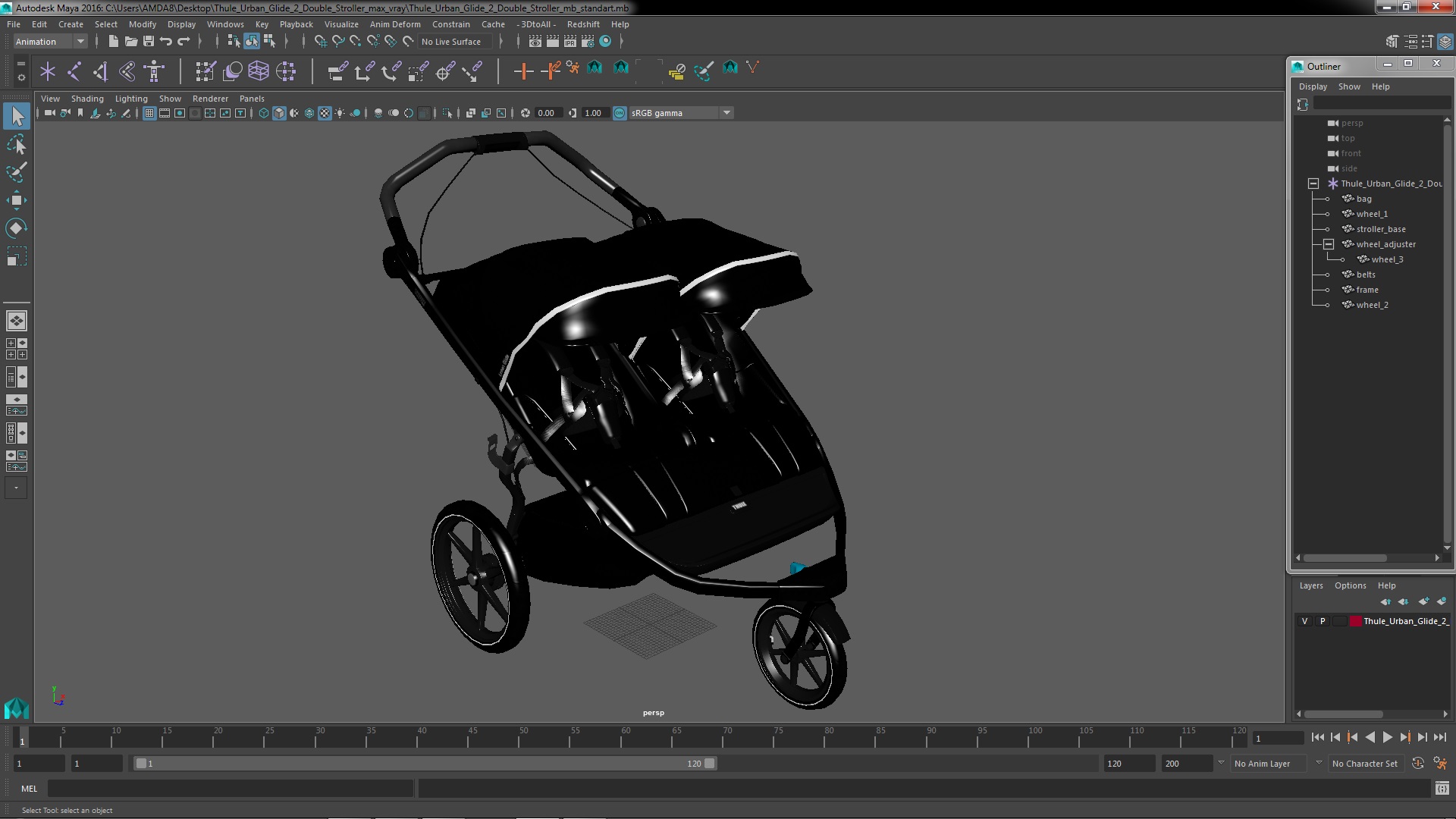 3D model Thule Urban Glide 2 Double Stroller