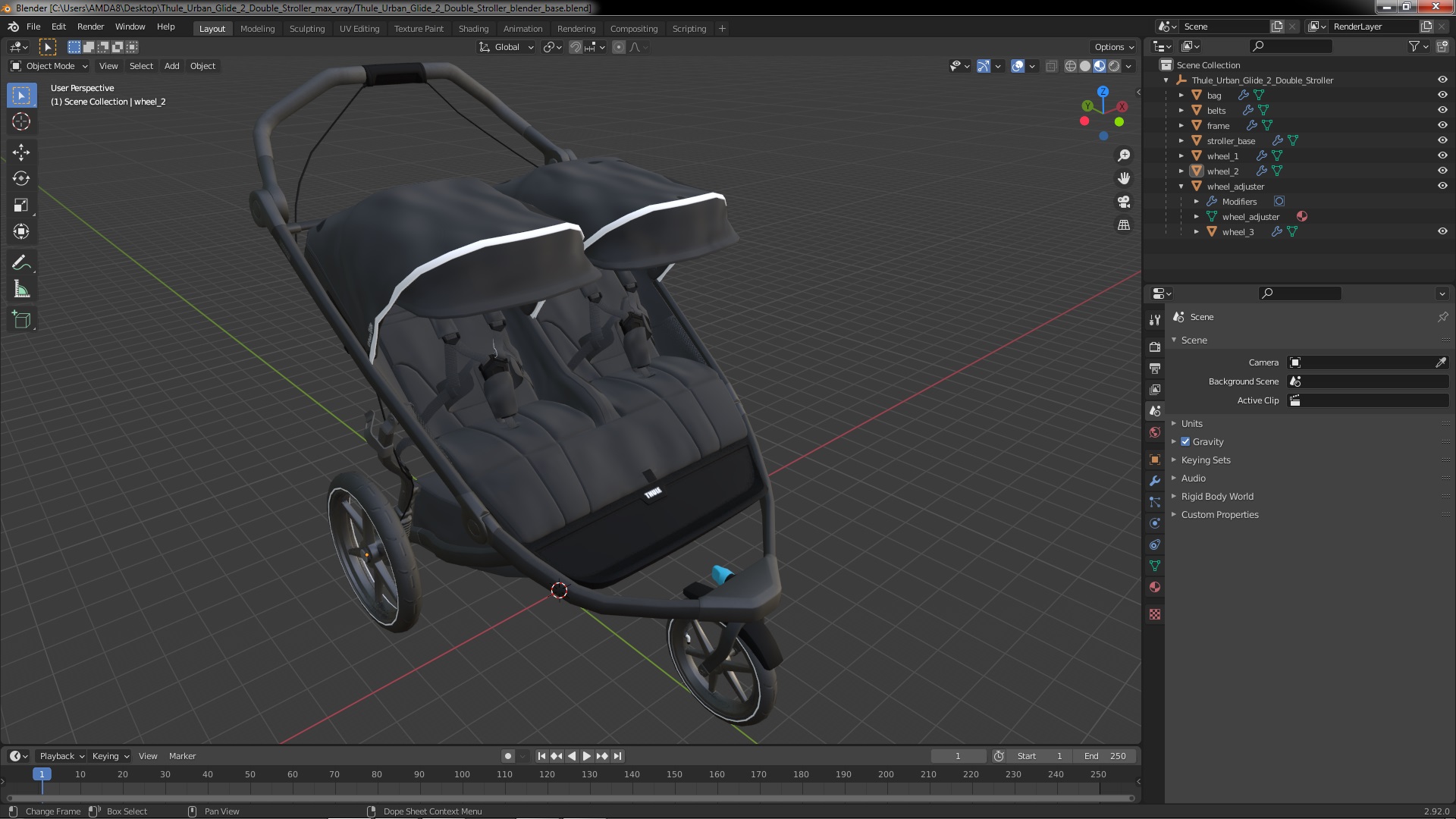3D model Thule Urban Glide 2 Double Stroller