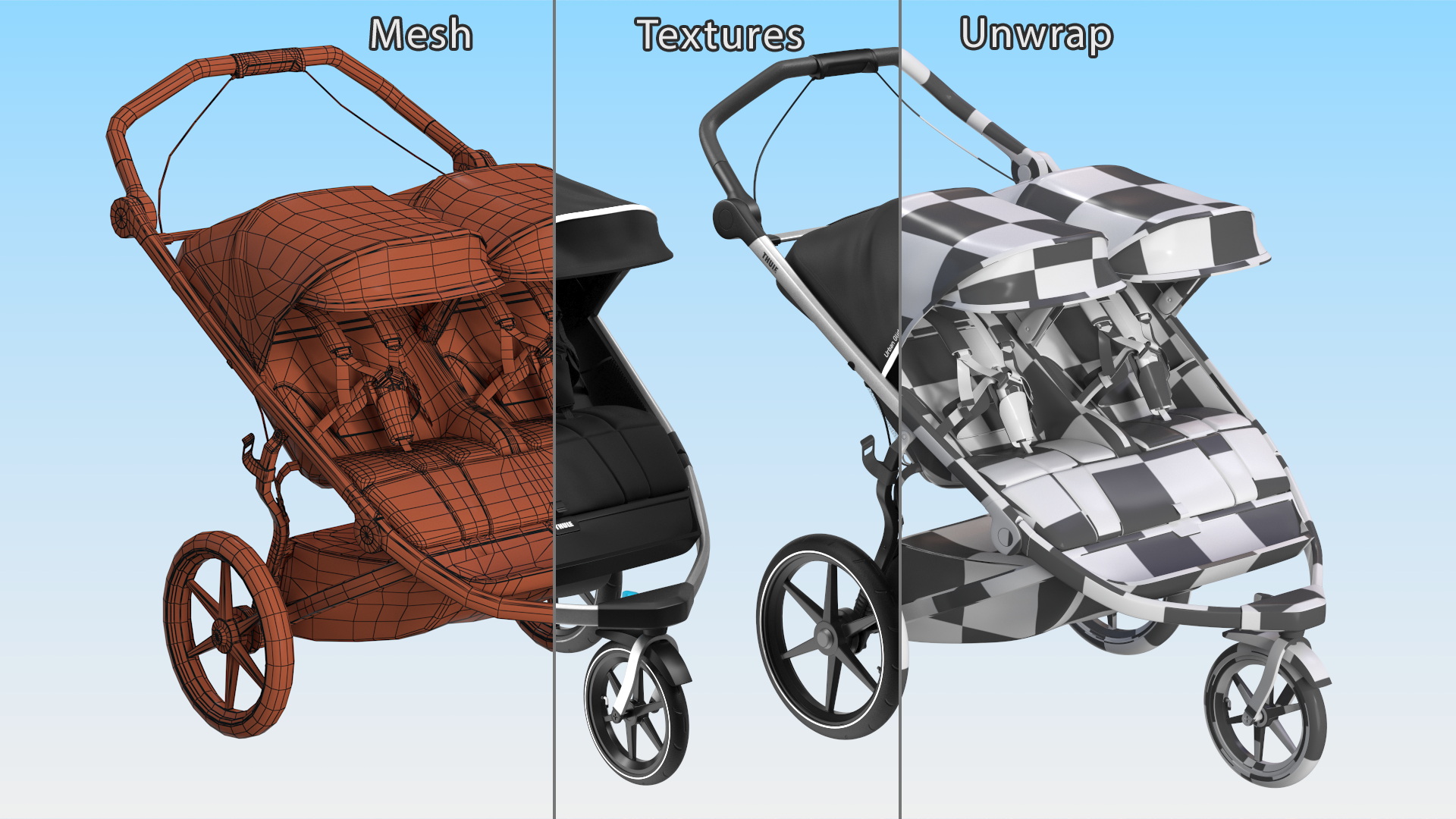 3D model Thule Urban Glide 2 Double Stroller