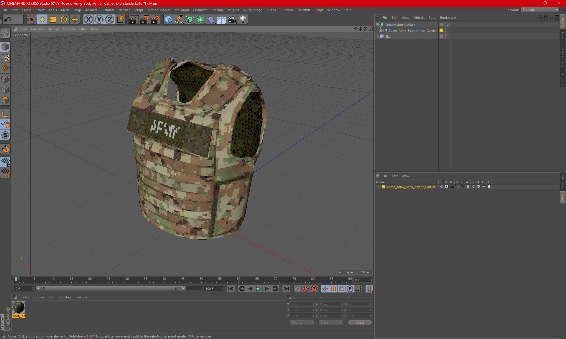 3D Camo Army Body Armor Carrier model