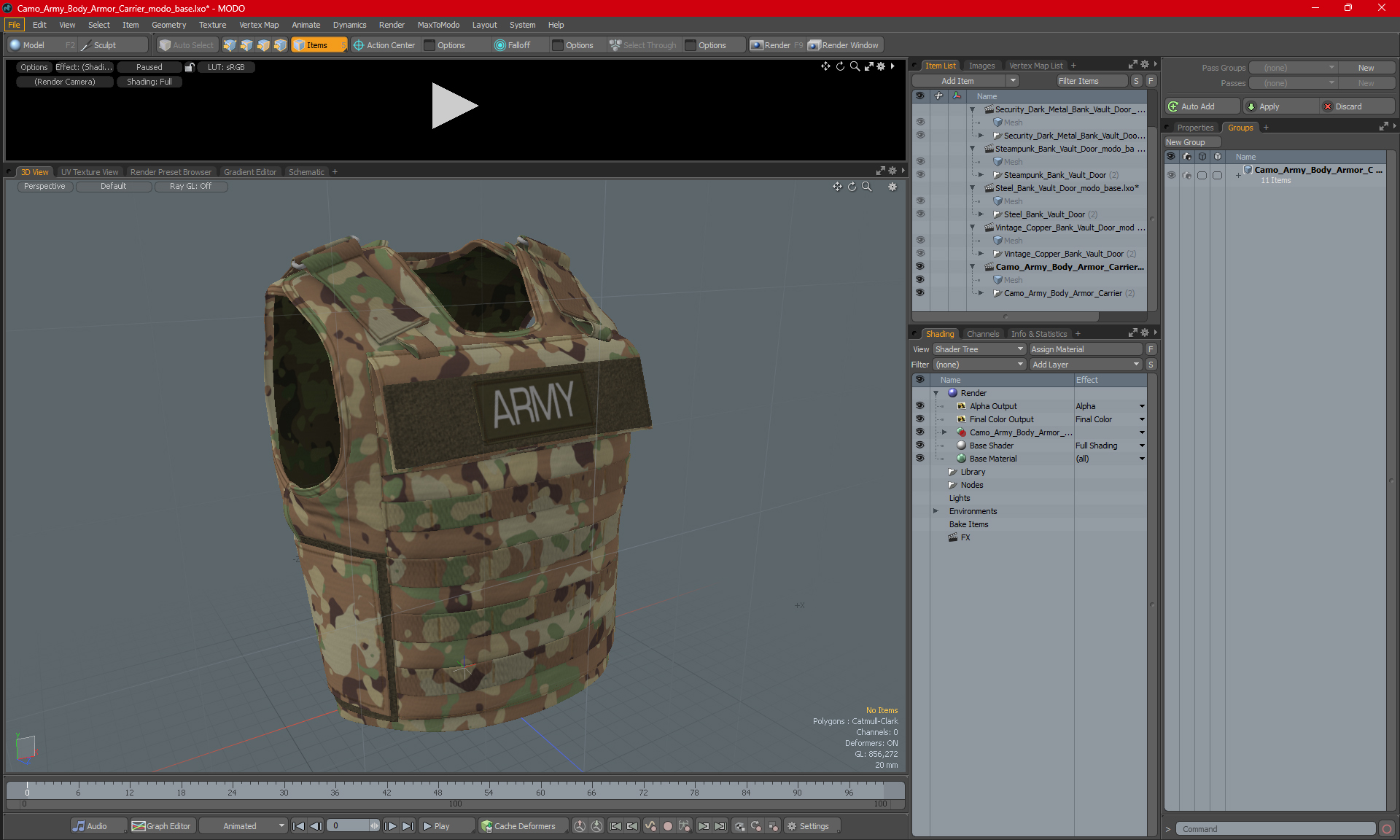 3D Camo Army Body Armor Carrier model