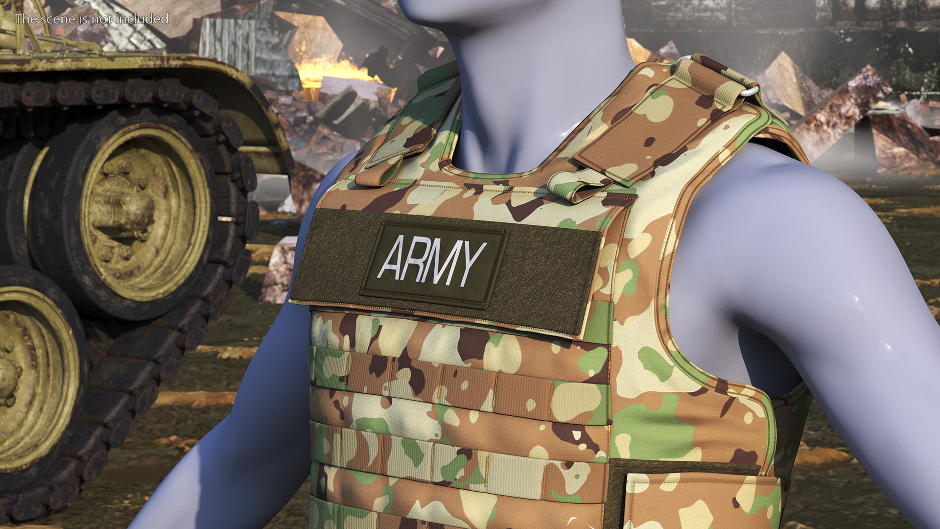 3D Camo Army Body Armor Carrier model