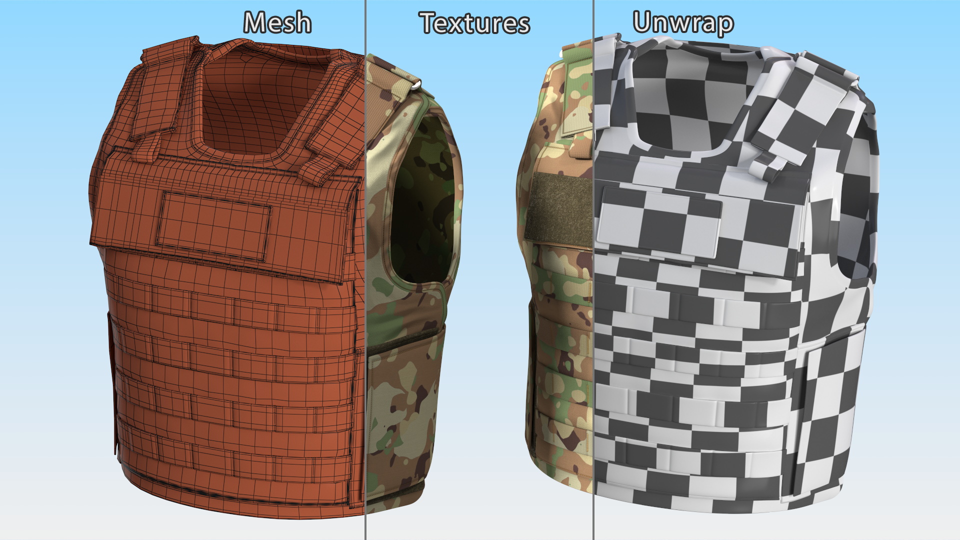 3D Camo Army Body Armor Carrier model