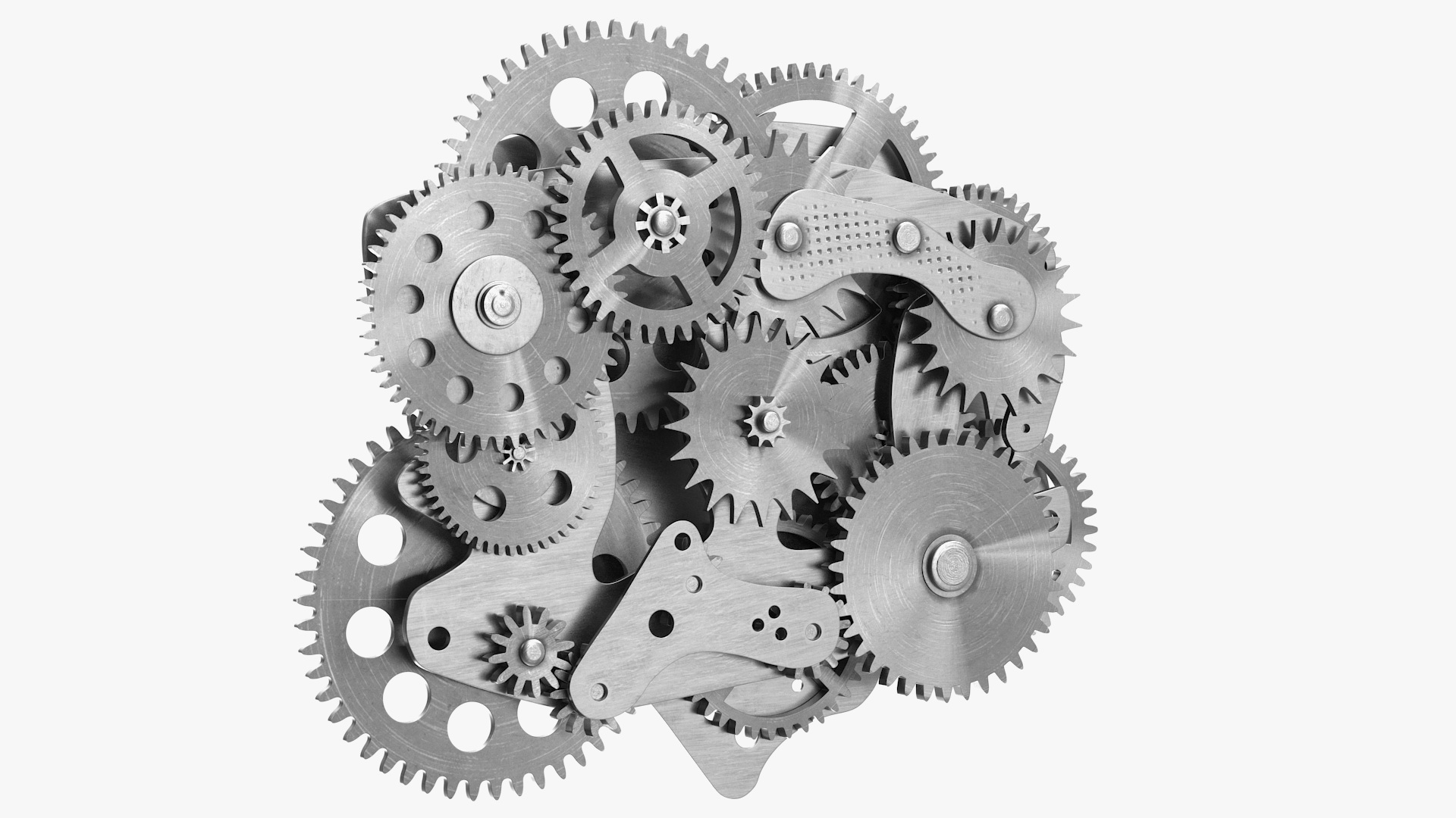 3D Cog Gears Mechanism Silver