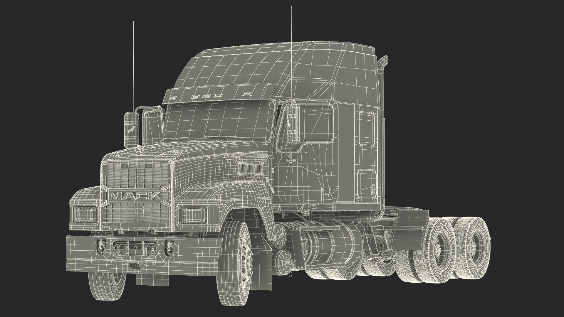 Mack Pinnacle 2025 Truck White Rigged 3D