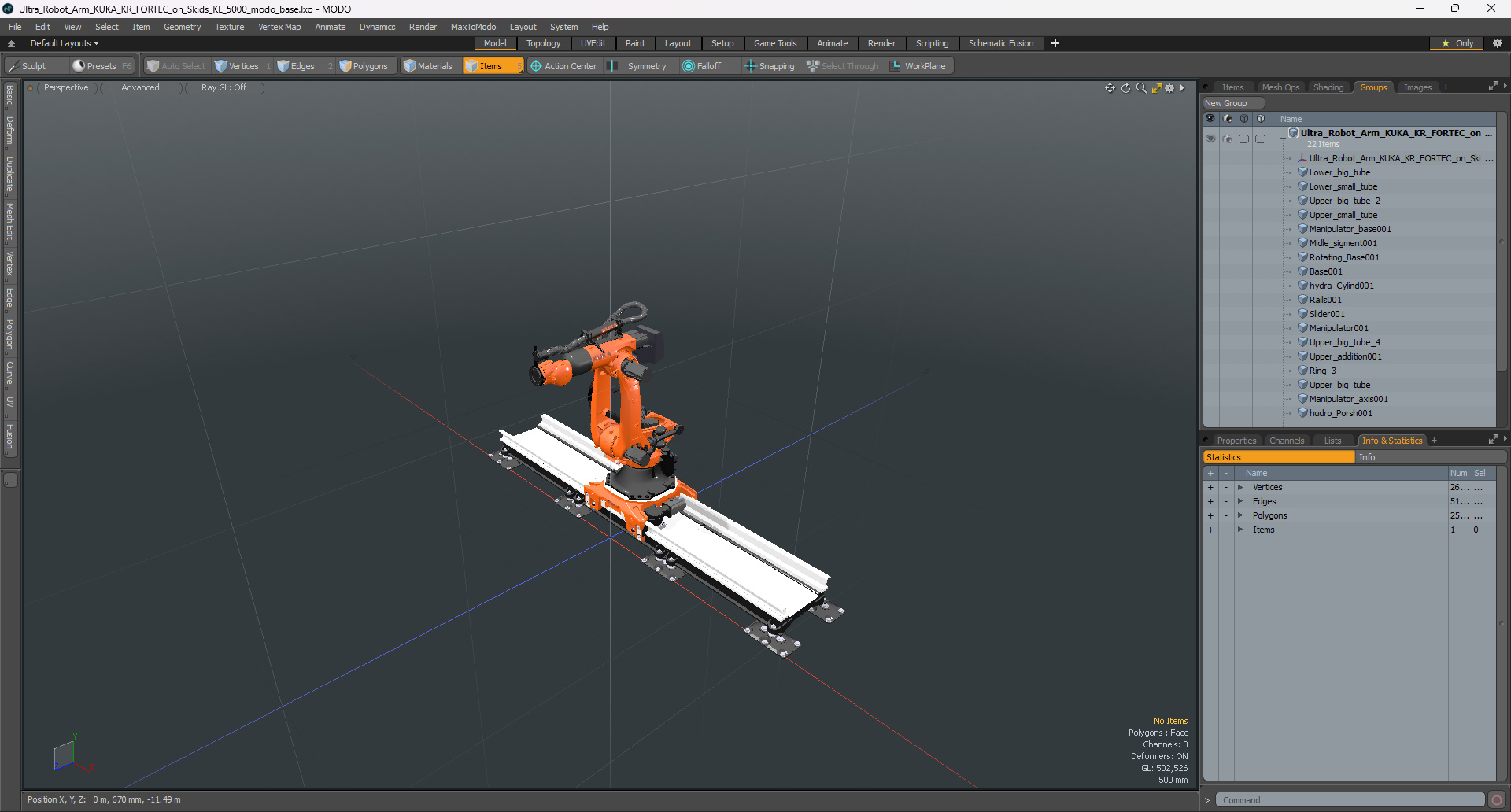 Ultra Robot Arm KUKA KR FORTEC On Skids KL 5000 3D