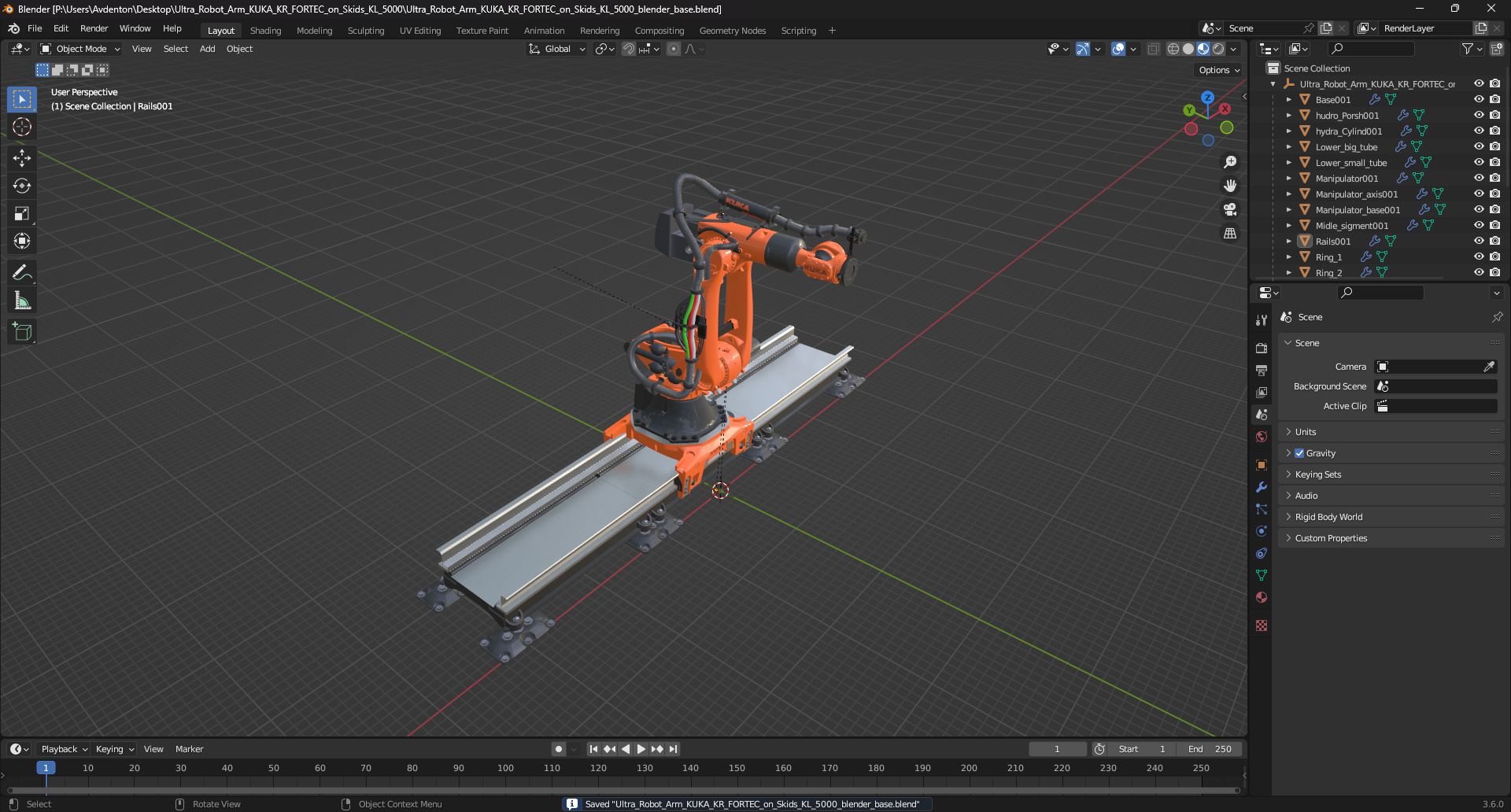 Ultra Robot Arm KUKA KR FORTEC On Skids KL 5000 3D
