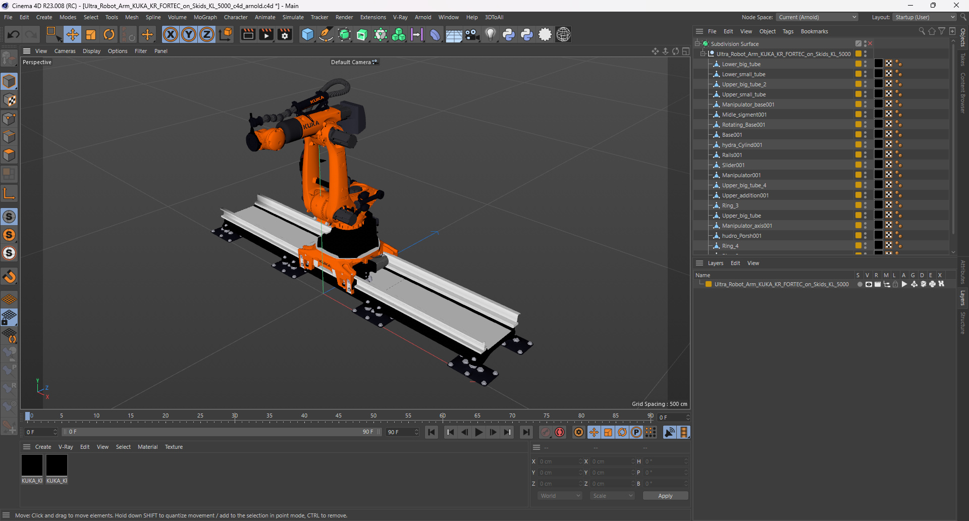 Ultra Robot Arm KUKA KR FORTEC On Skids KL 5000 3D