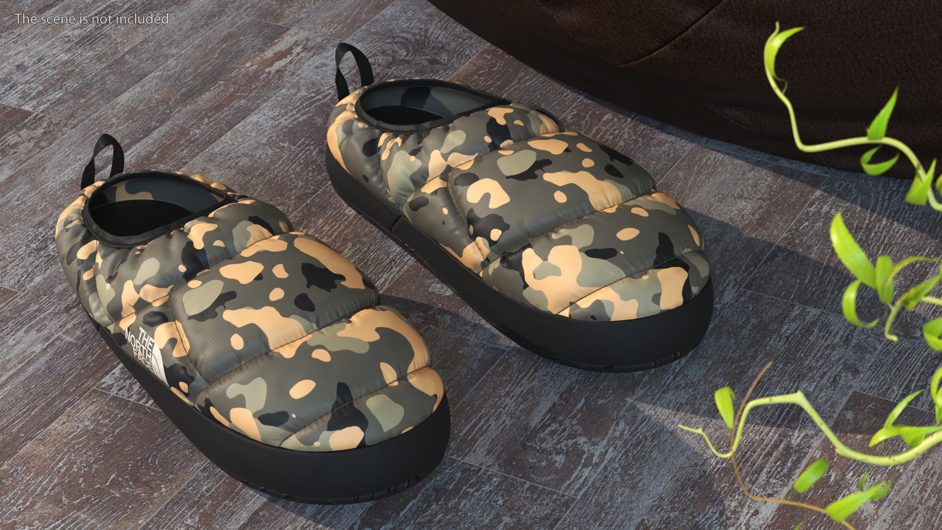 3D model Khaki North Face Down Slippers
