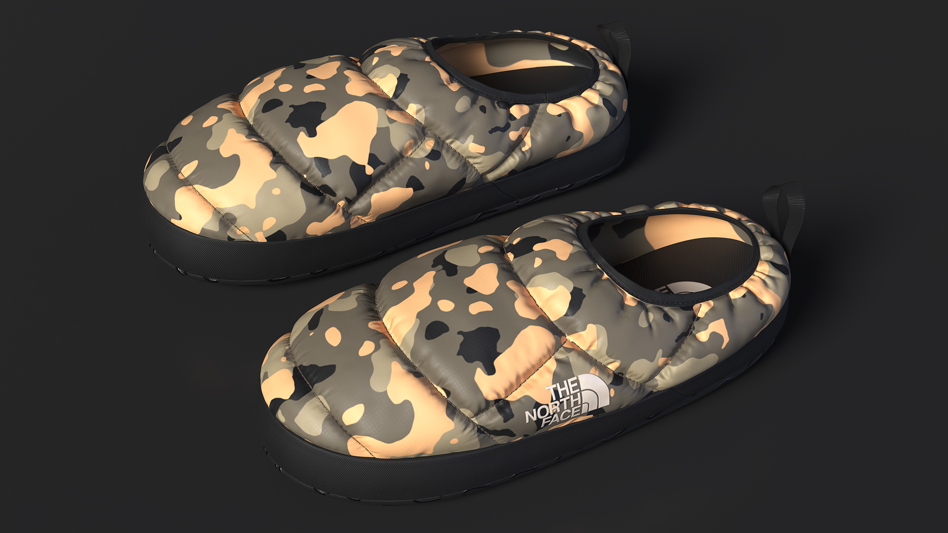 3D model Khaki North Face Down Slippers