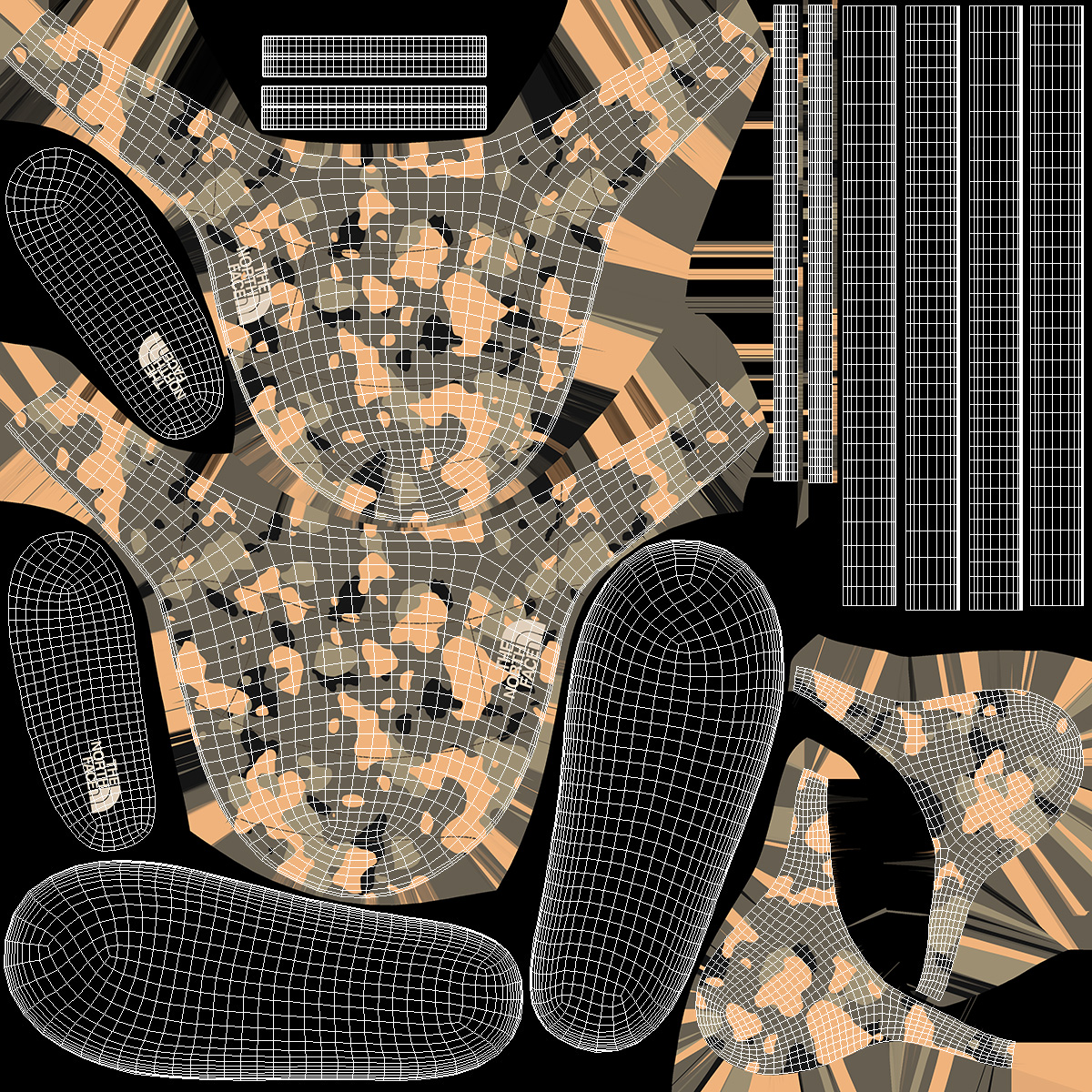 3D model Khaki North Face Down Slippers