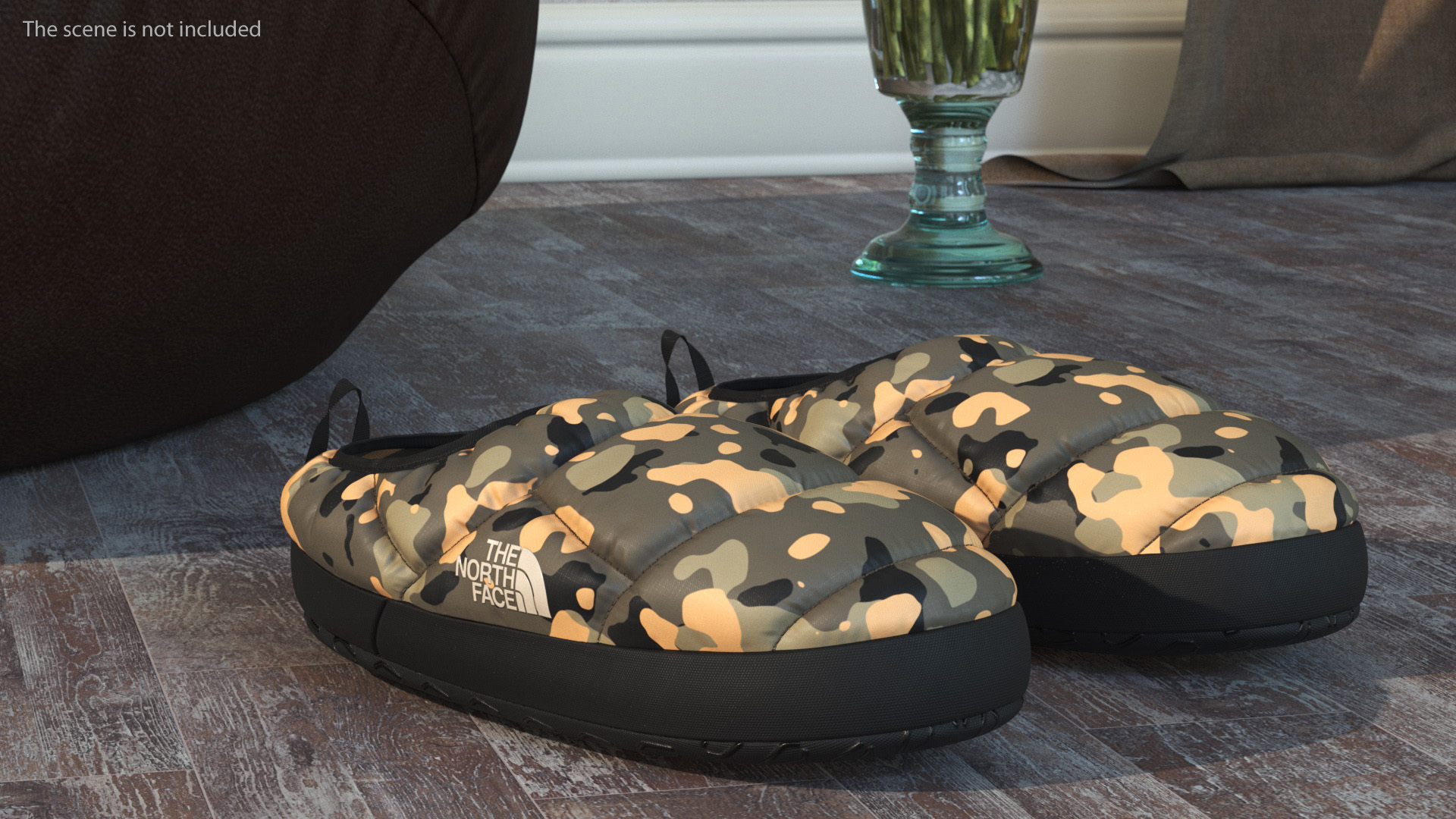 3D model Khaki North Face Down Slippers