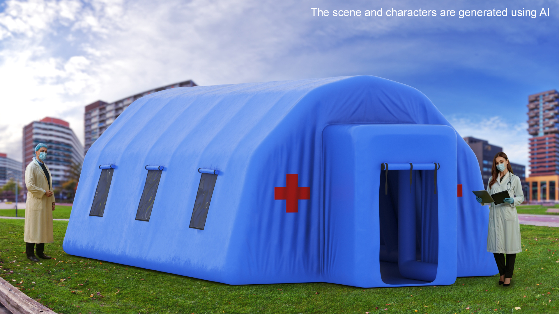 3D model Blue Inflatable Medical Tent Draped