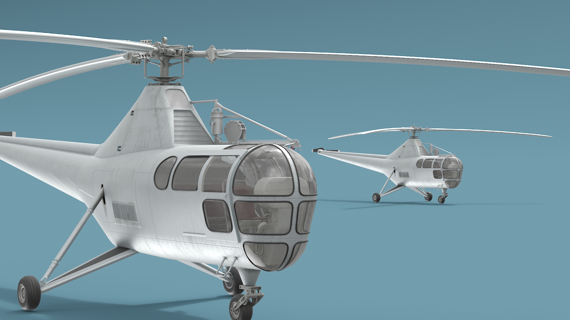 Sikorsky S-51 Civil Helicopter Rigged 3D