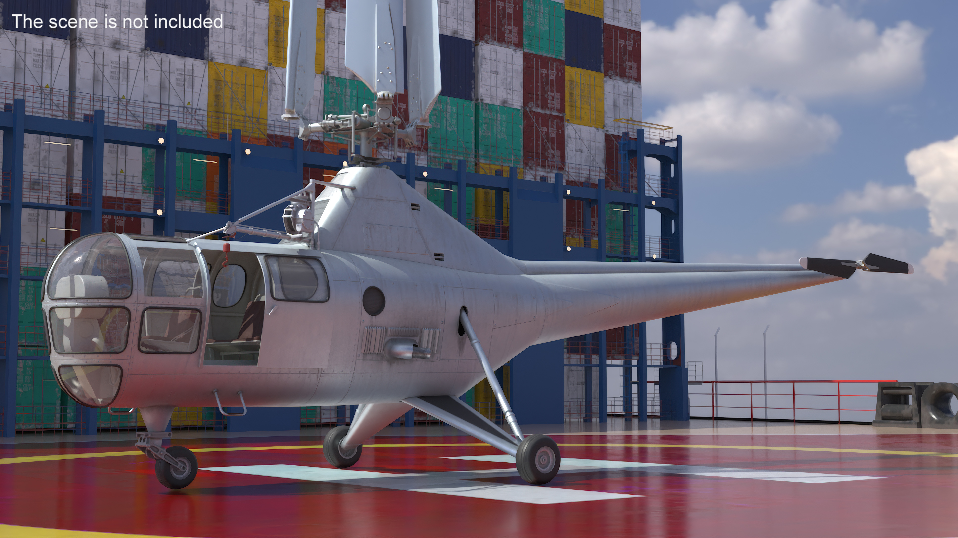 Sikorsky S-51 Civil Helicopter Rigged 3D