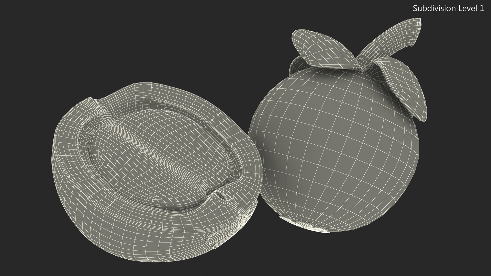 3D Thailand Mangosteen Whole and Half Cut model