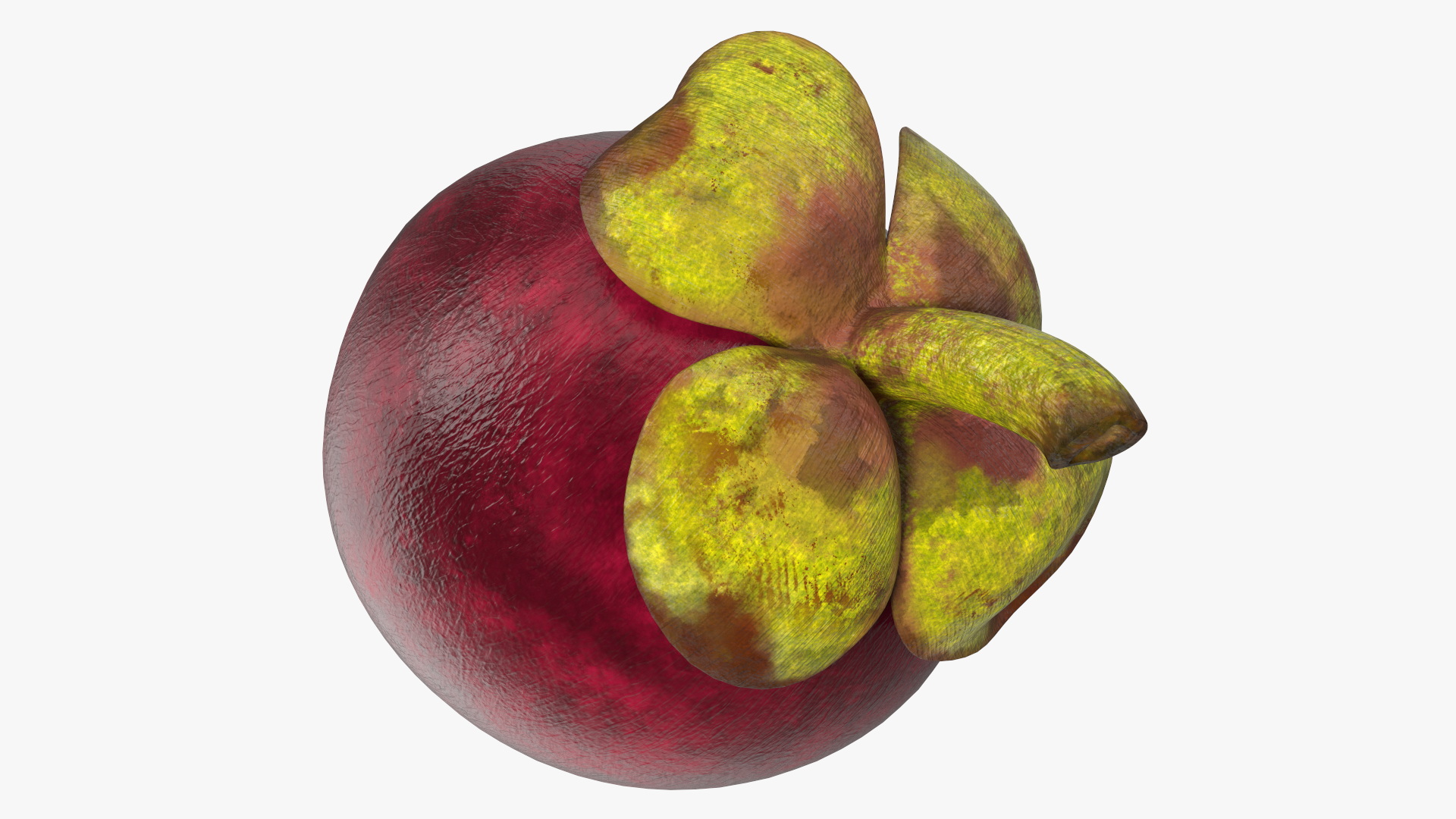 3D Thailand Mangosteen Whole and Half Cut model