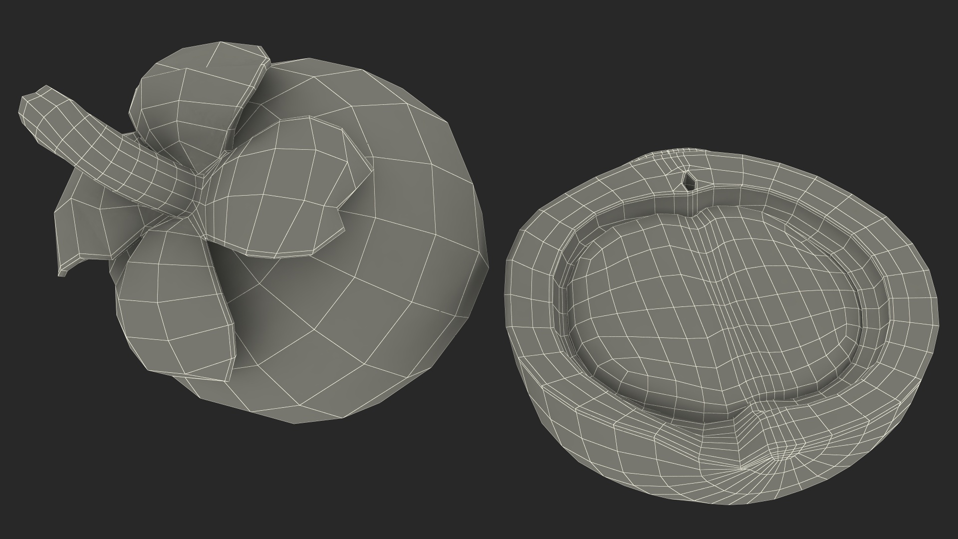 3D Thailand Mangosteen Whole and Half Cut model