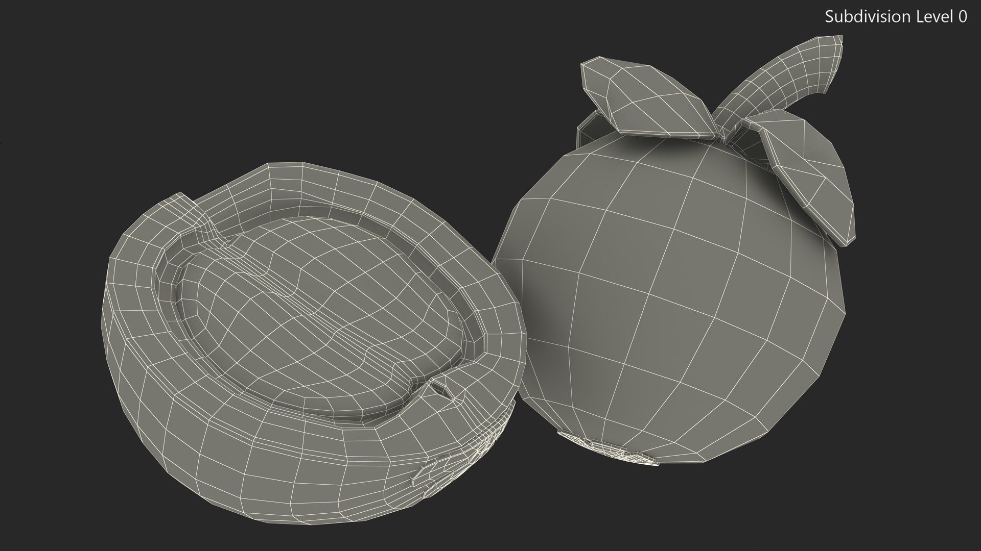 3D Thailand Mangosteen Whole and Half Cut model