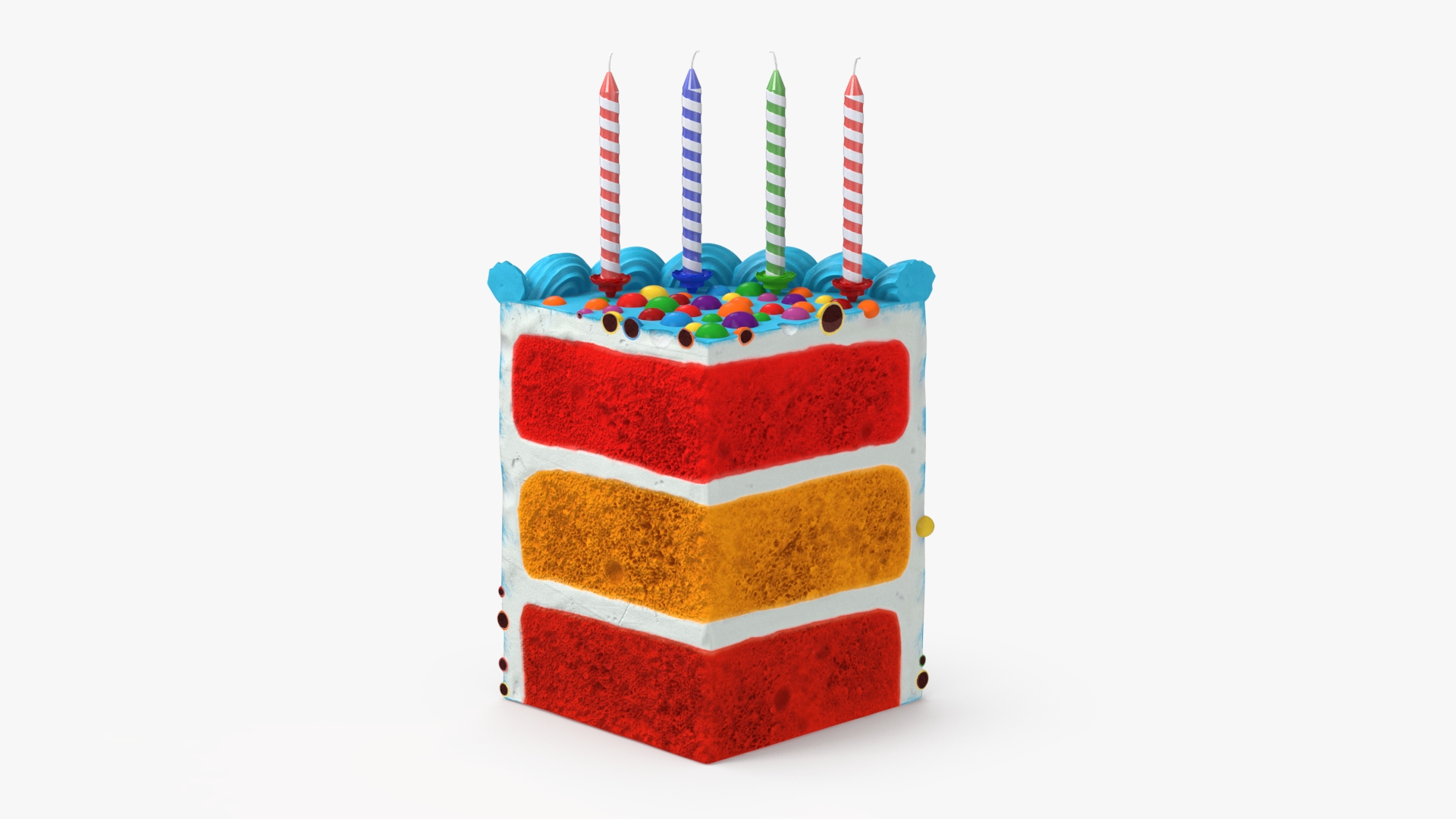 Birthday Cake Slice with Candles 3D