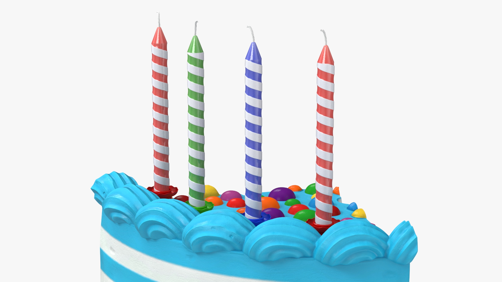 Birthday Cake Slice with Candles 3D
