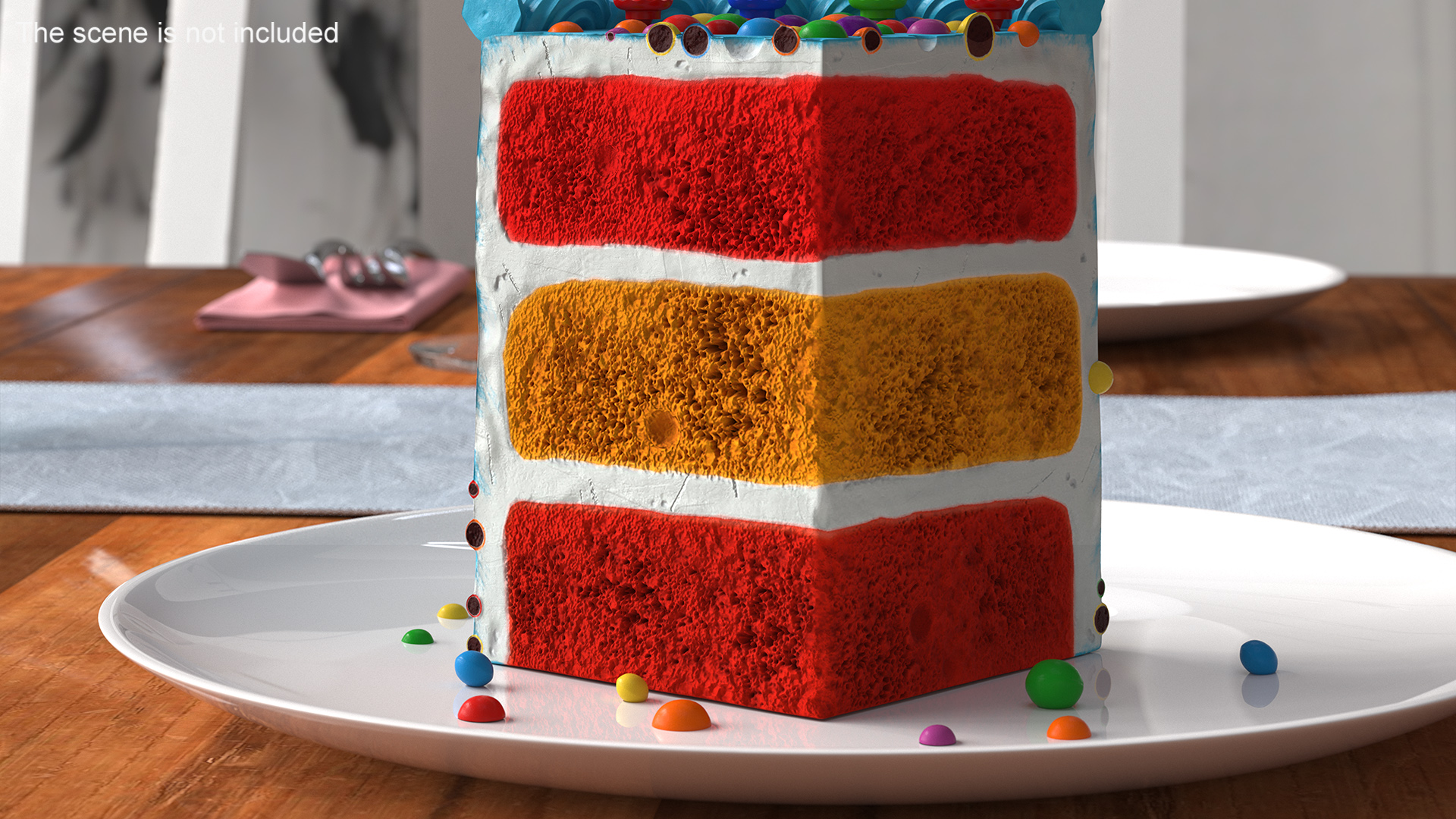 Birthday Cake Slice with Candles 3D