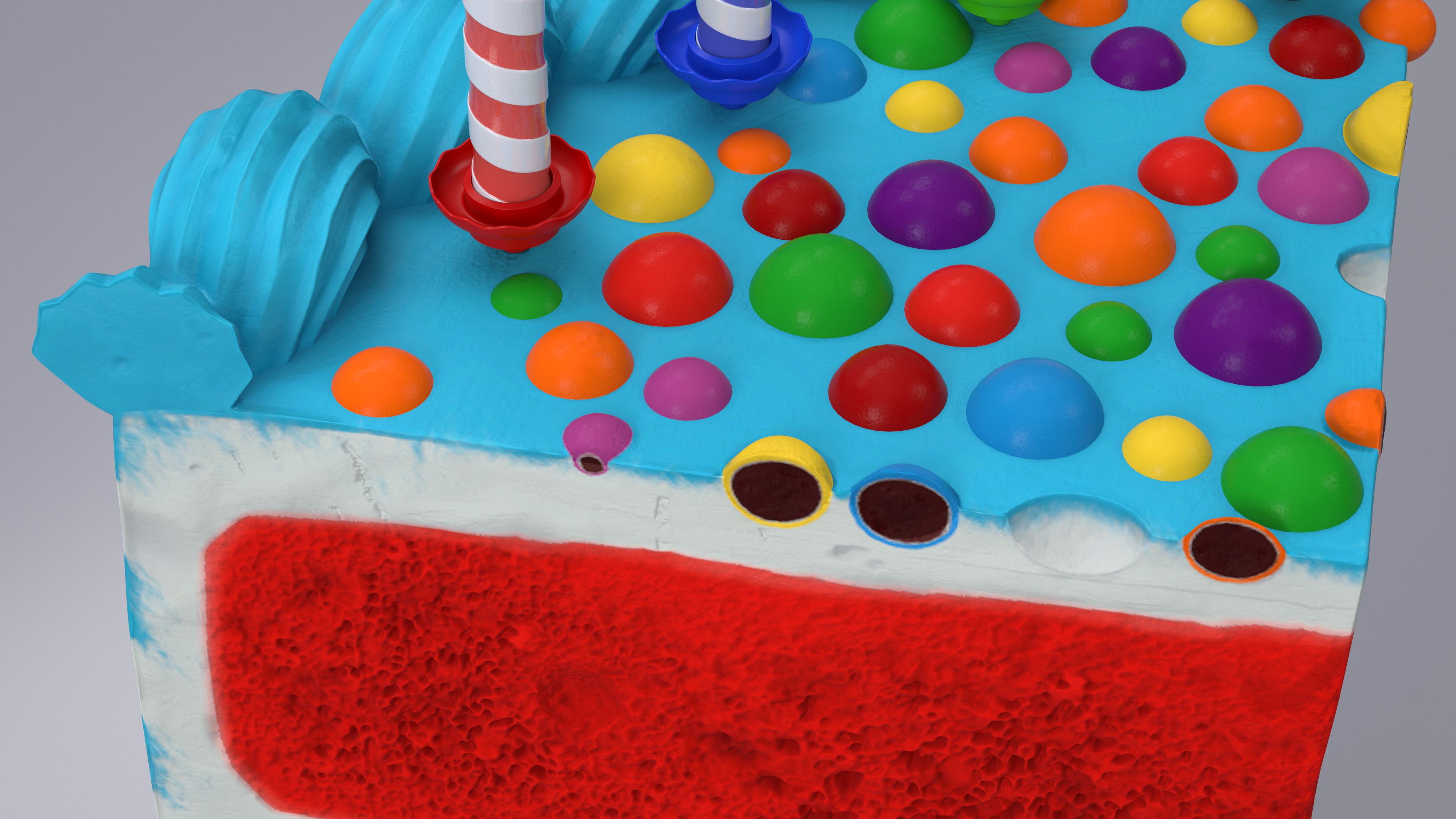 Birthday Cake Slice with Candles 3D