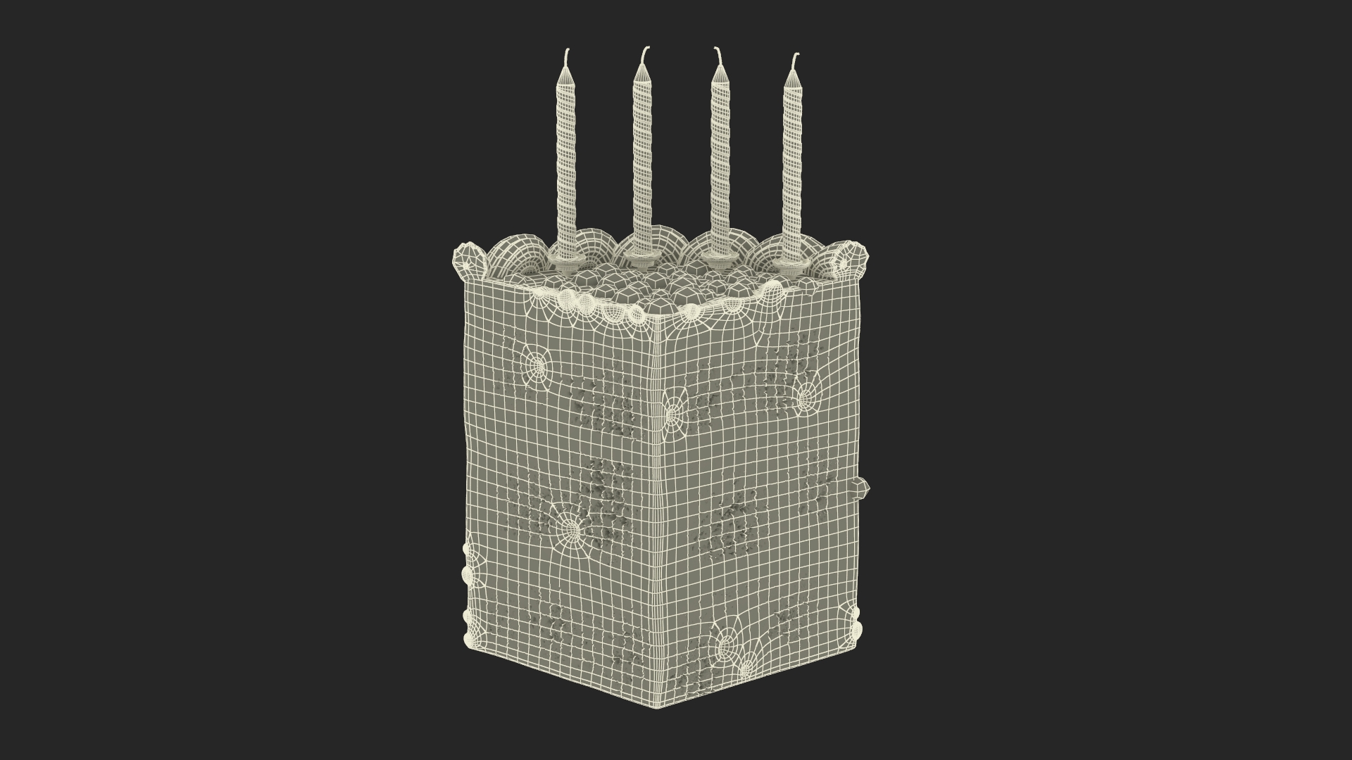 Birthday Cake Slice with Candles 3D