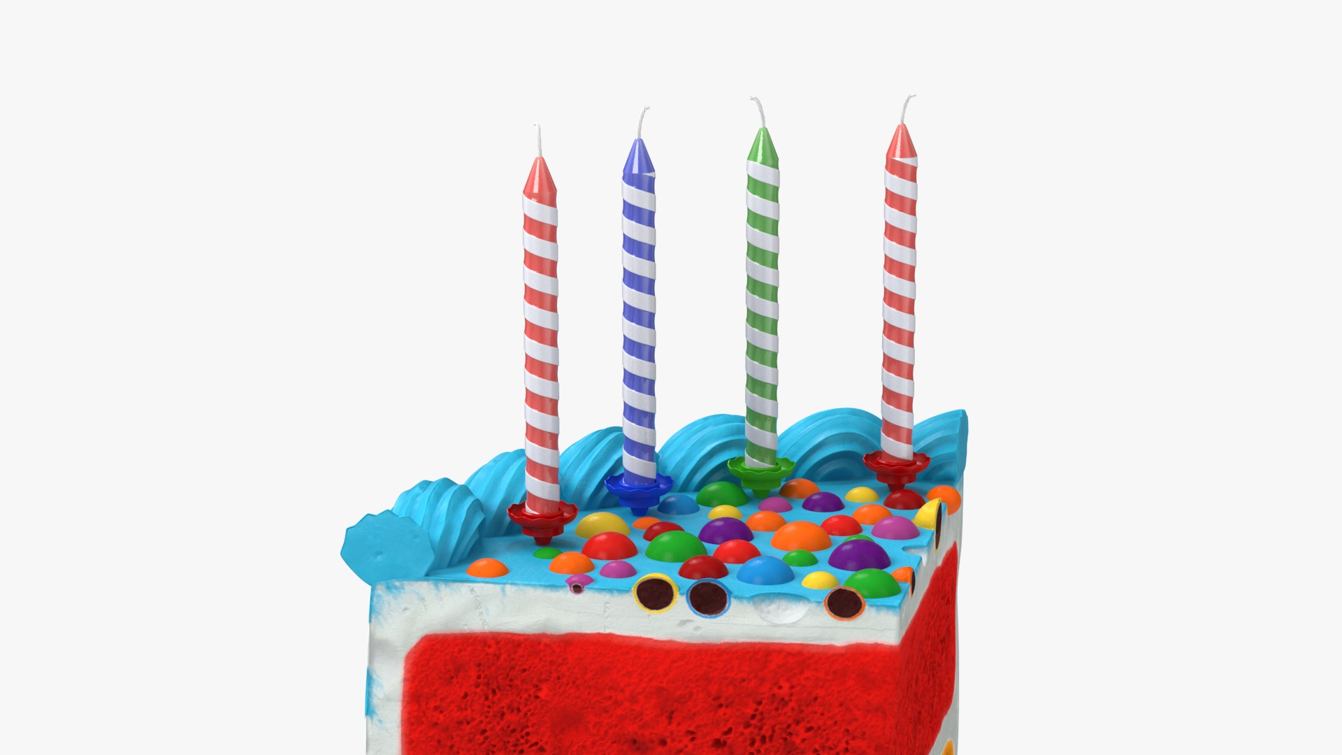 Birthday Cake Slice with Candles 3D