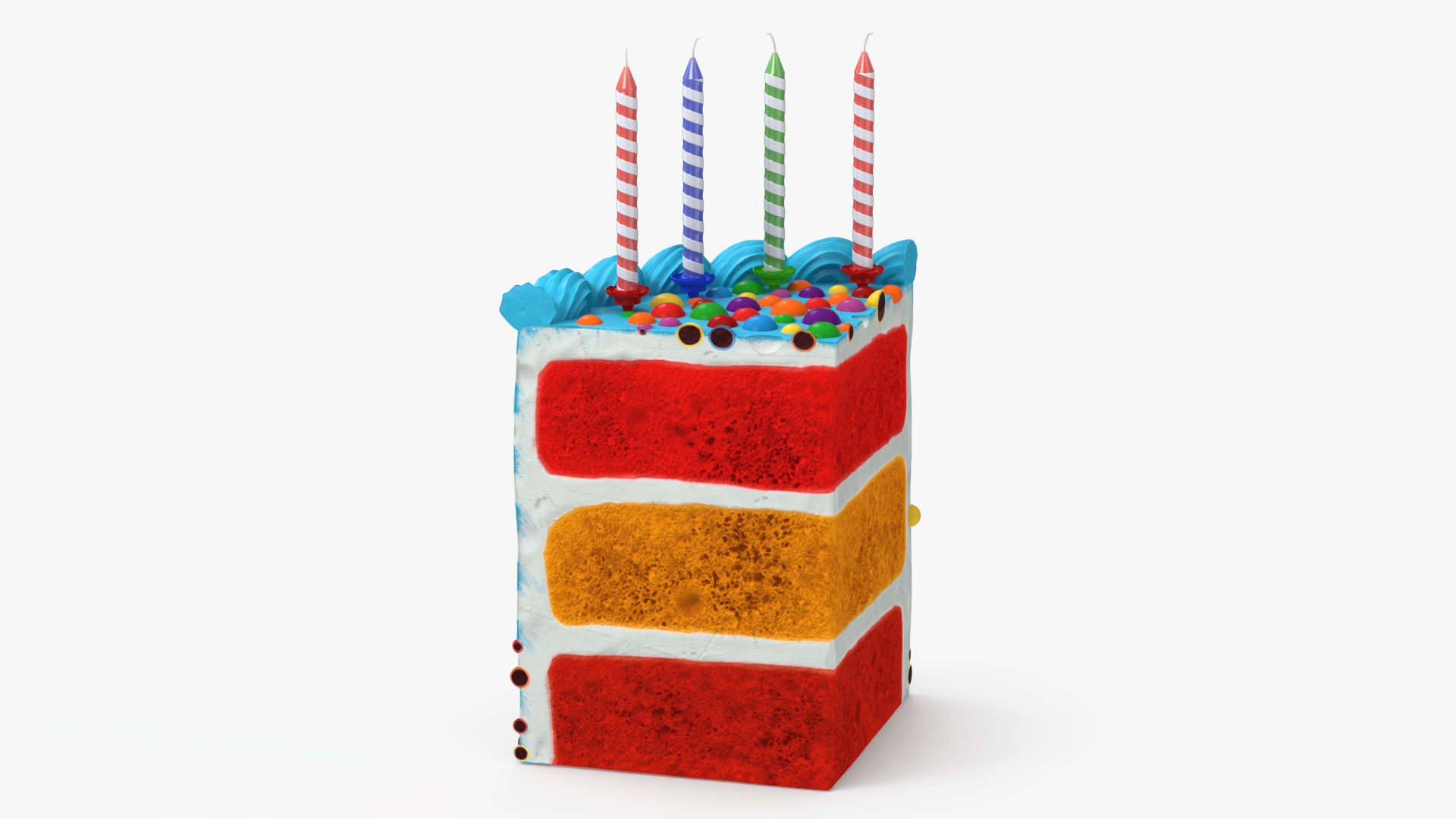 Birthday Cake Slice with Candles 3D