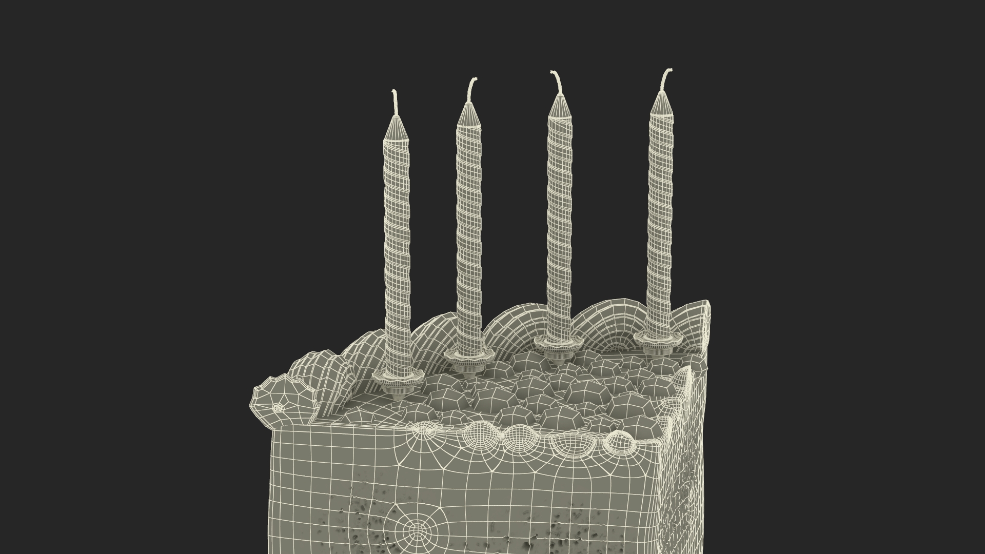 Birthday Cake Slice with Candles 3D