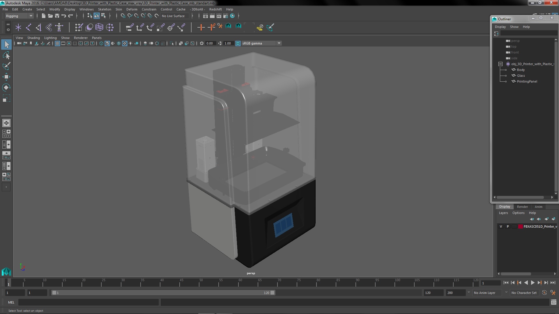 3D 3D Printer with Plastic Case model