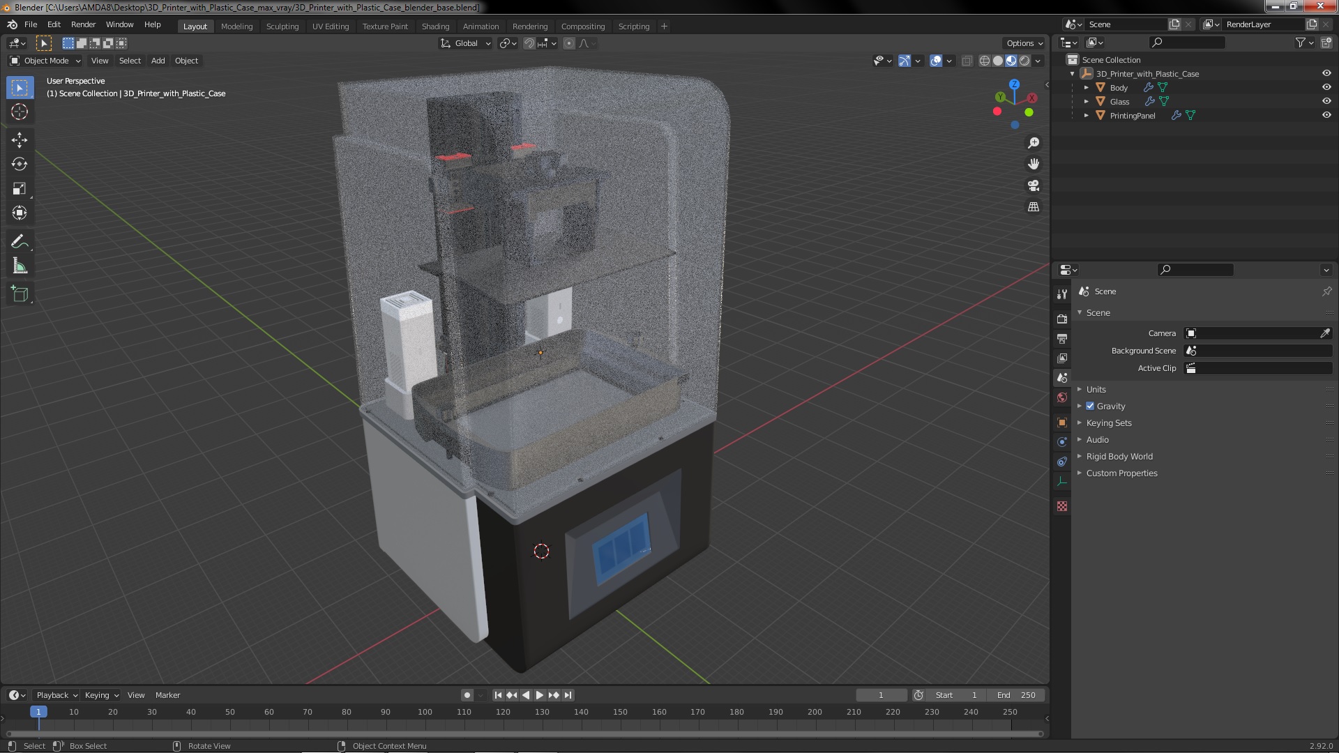 3D 3D Printer with Plastic Case model