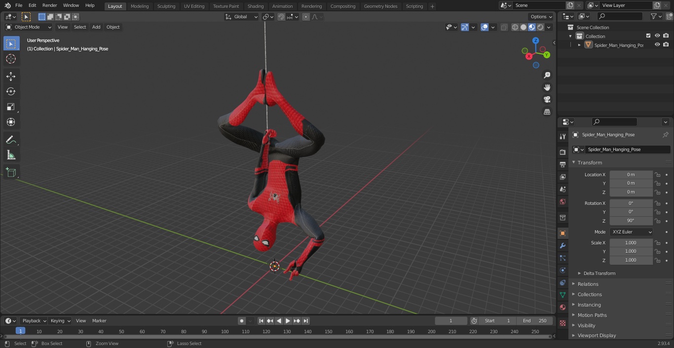 3D Spider Man Hanging Pose model