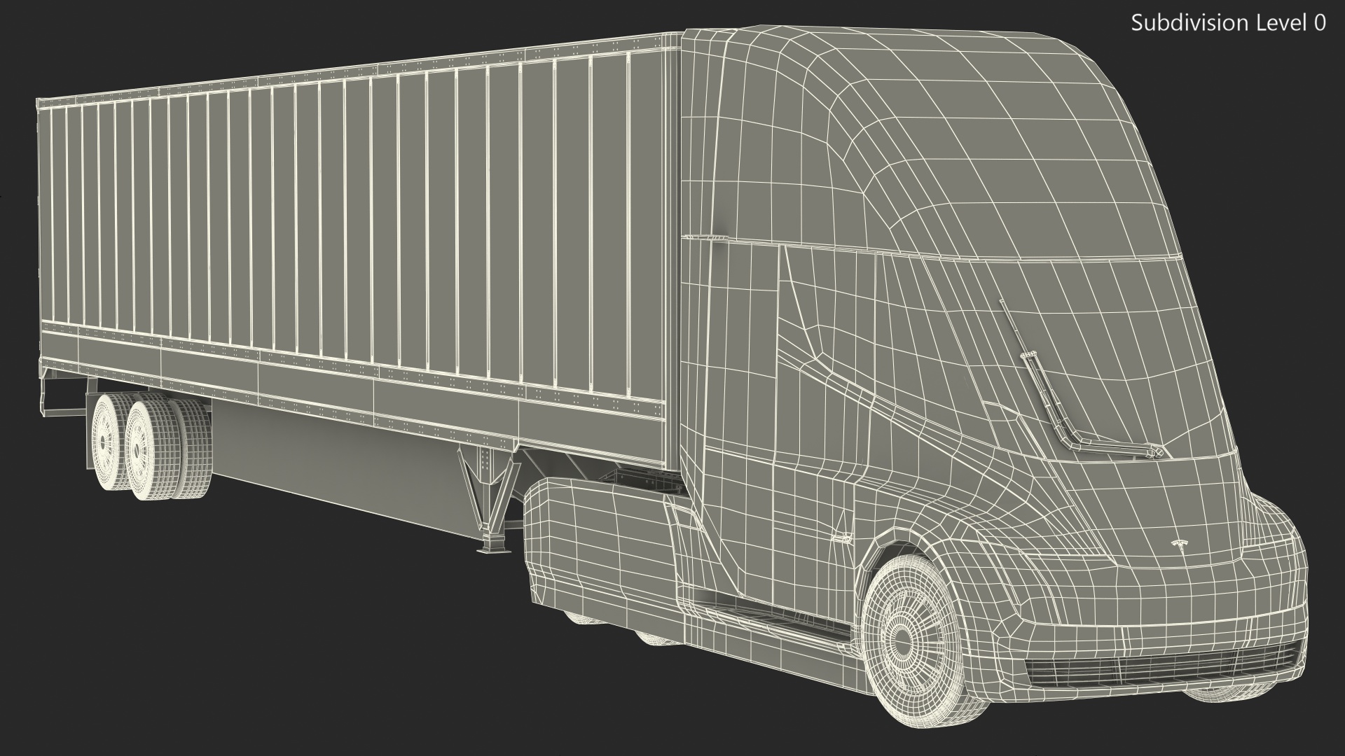 Tesla Semi Truck with Trailer Your Brand Rigged 3D