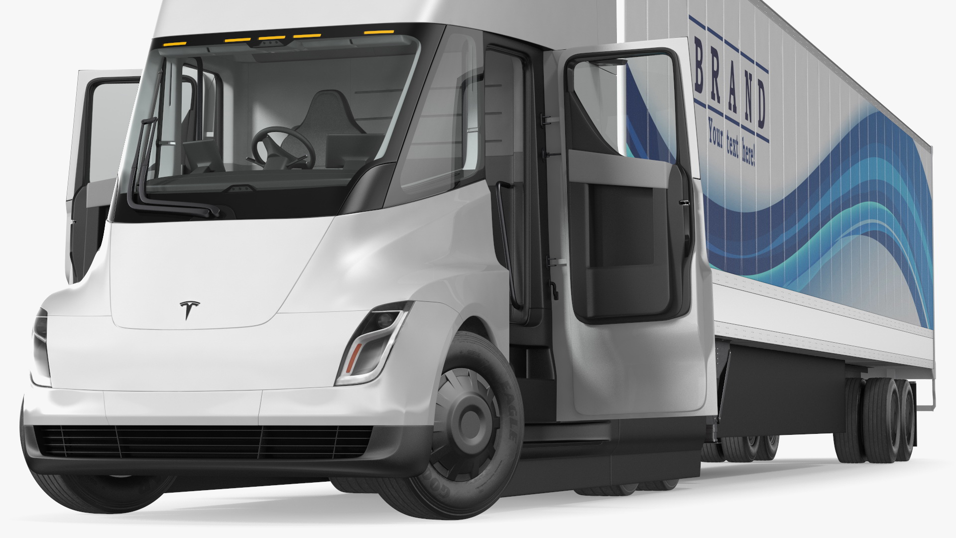 Tesla Semi Truck with Trailer Your Brand Rigged 3D