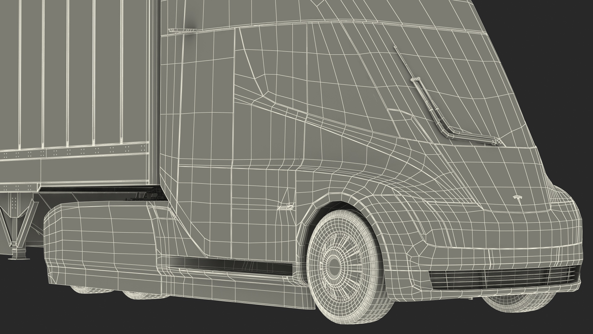 Tesla Semi Truck with Trailer Your Brand Rigged 3D