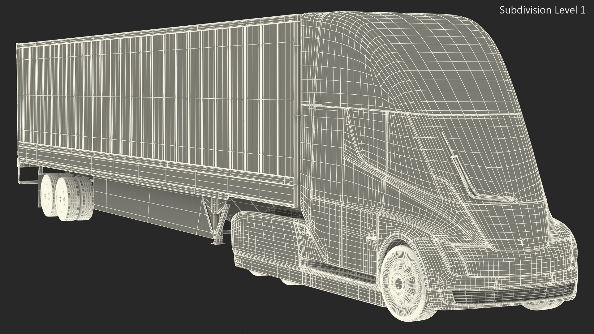 Tesla Semi Truck with Trailer Your Brand Rigged 3D