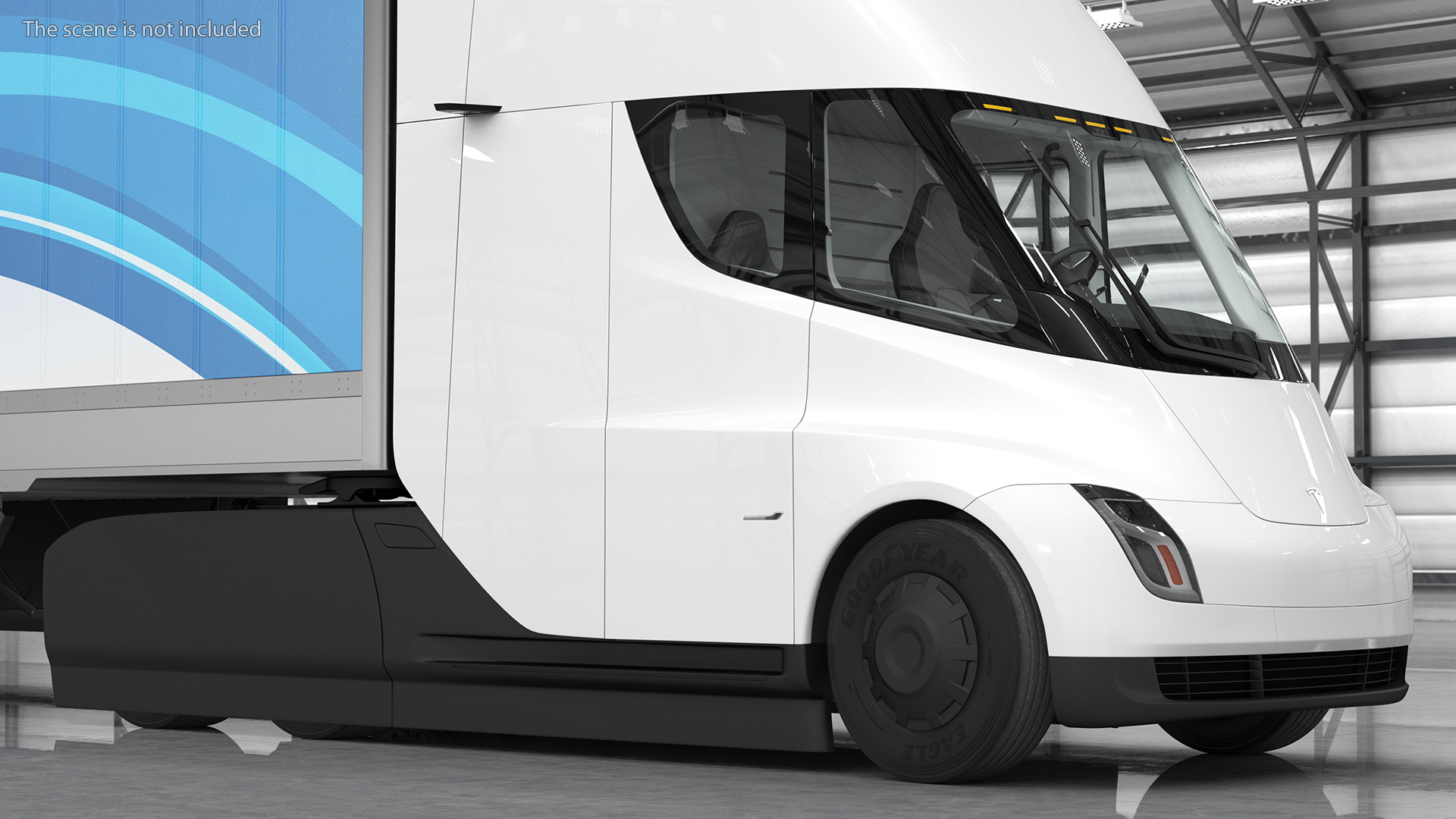 Tesla Semi Truck with Trailer Your Brand Rigged 3D