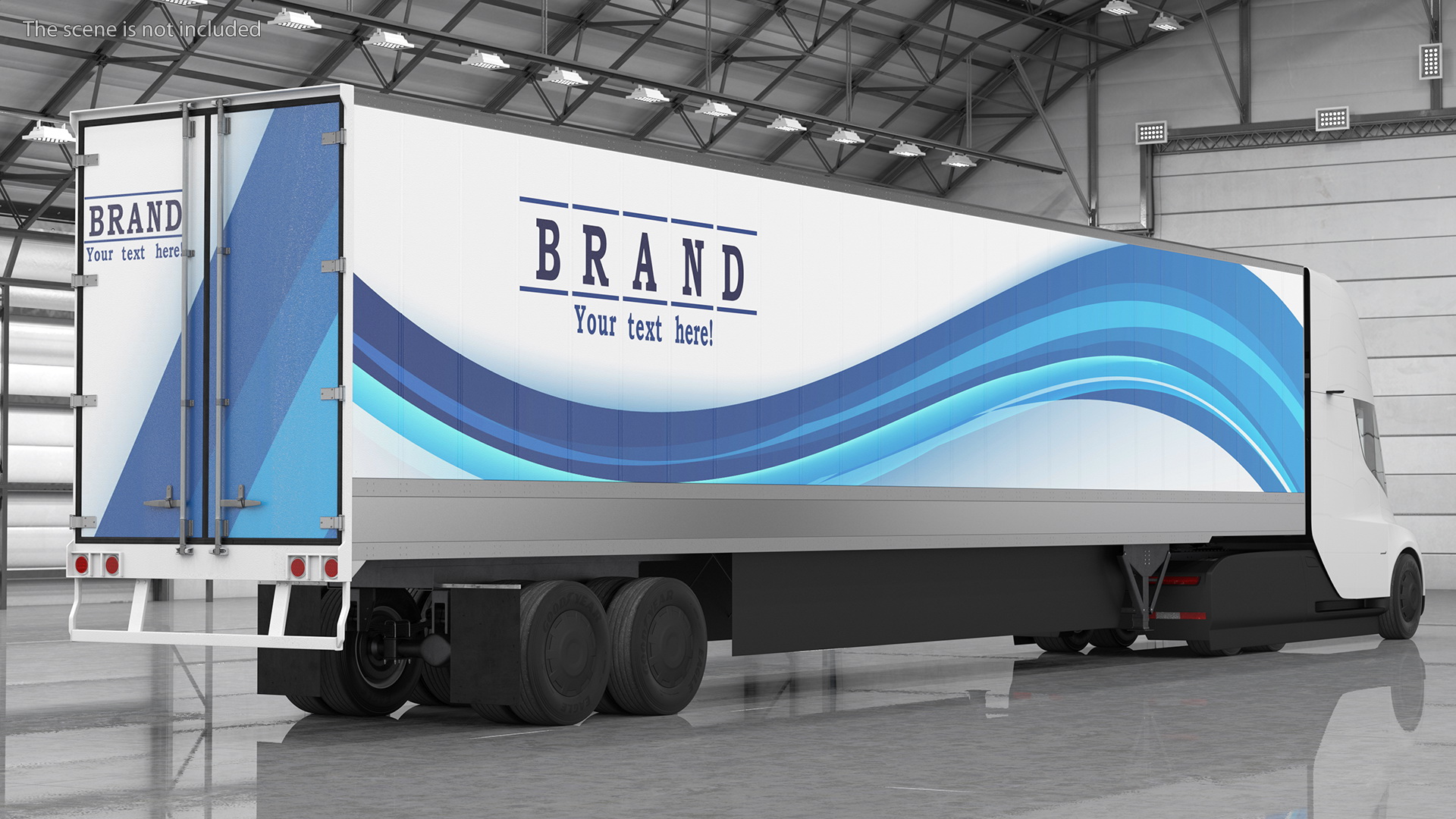 Tesla Semi Truck with Trailer Your Brand Rigged 3D