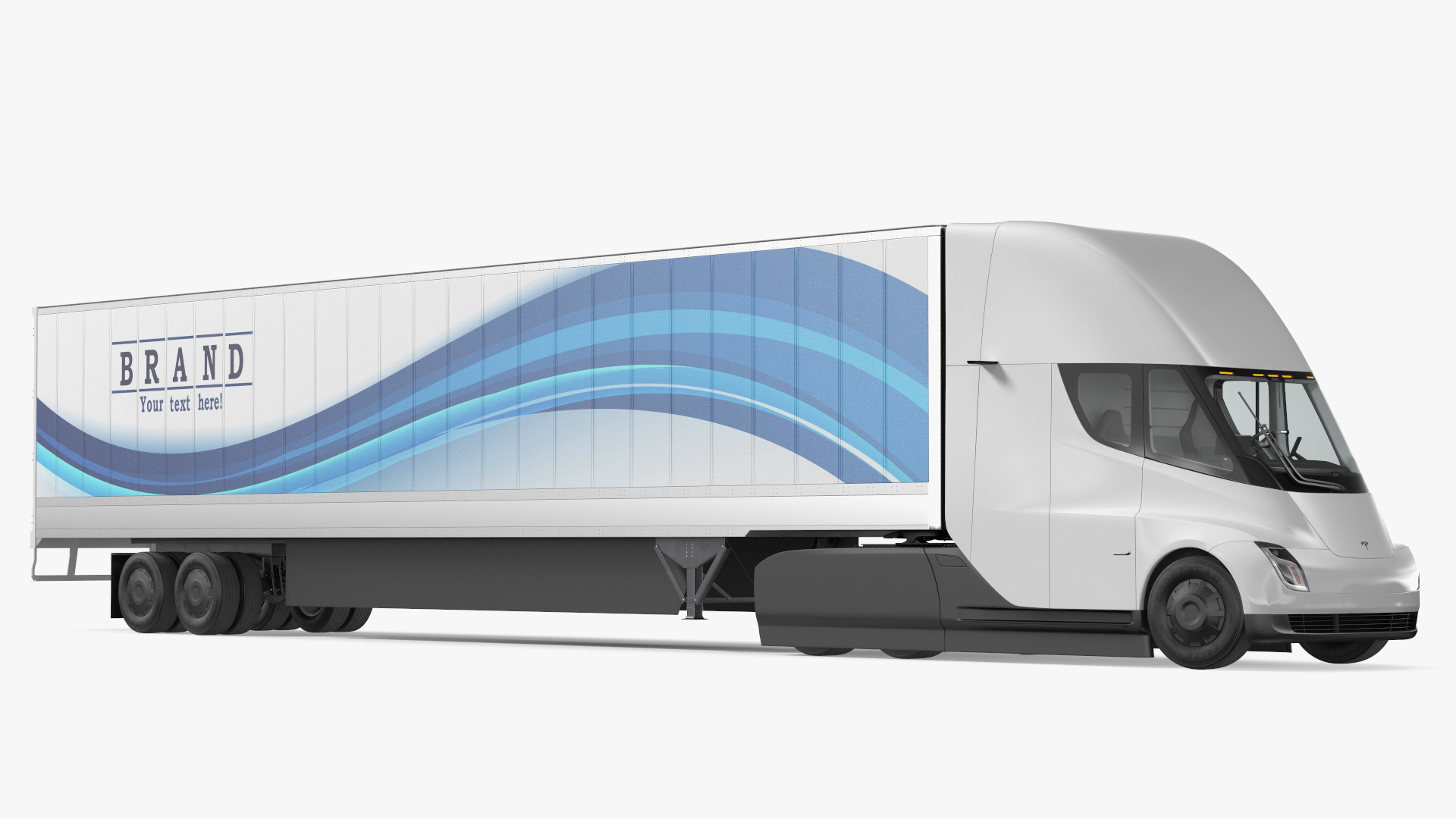 Tesla Semi Truck with Trailer Your Brand Rigged 3D