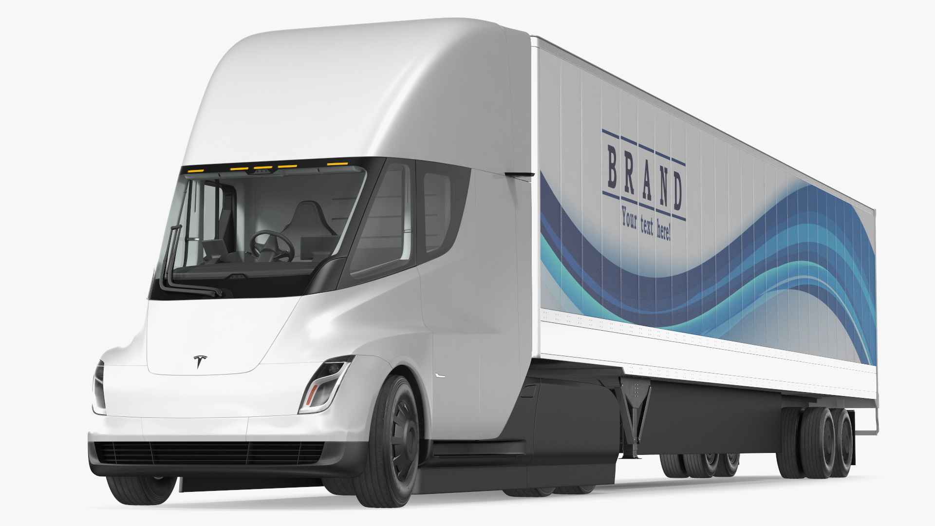 Tesla Semi Truck with Trailer Your Brand Rigged 3D