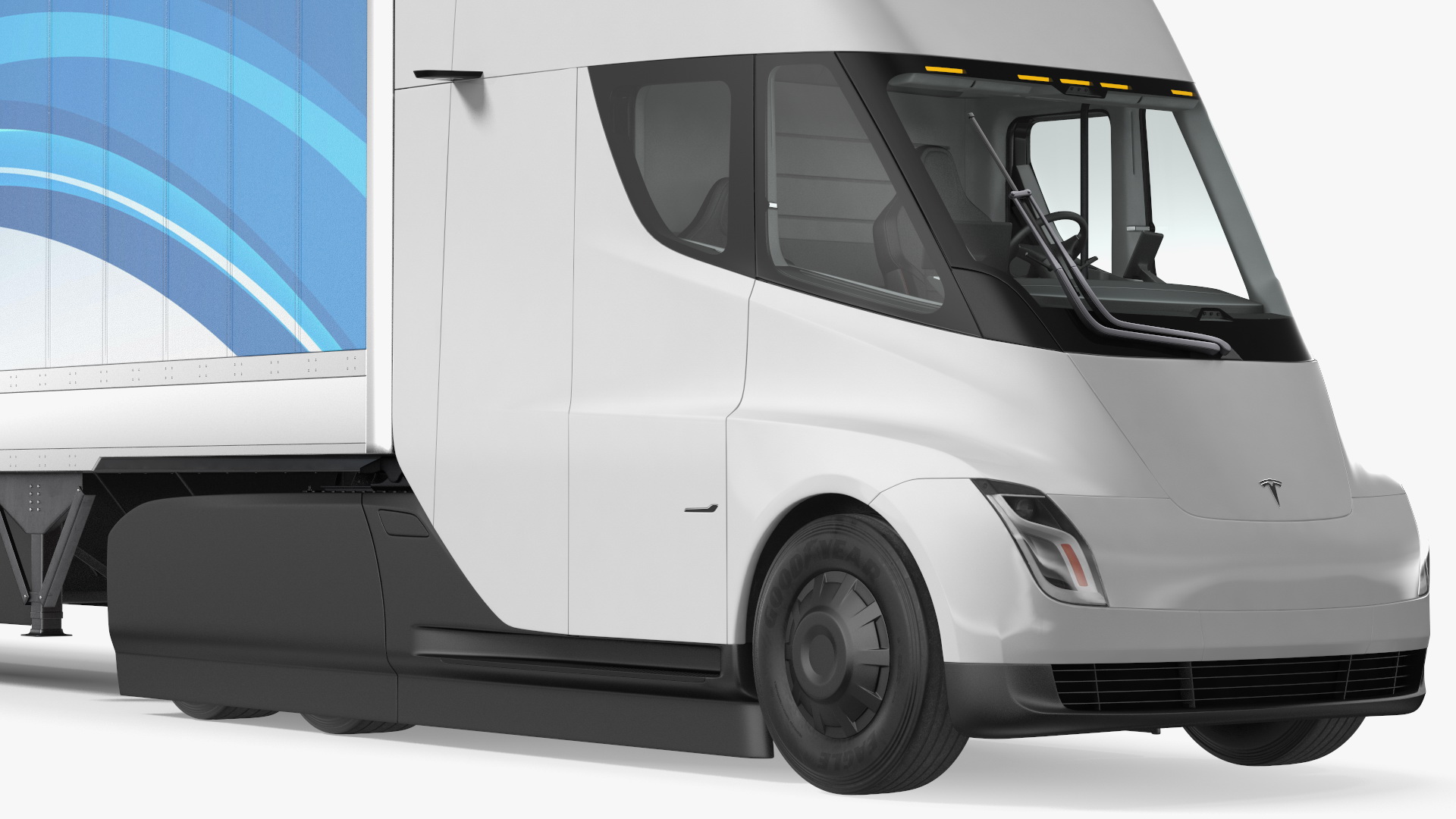 Tesla Semi Truck with Trailer Your Brand Rigged 3D