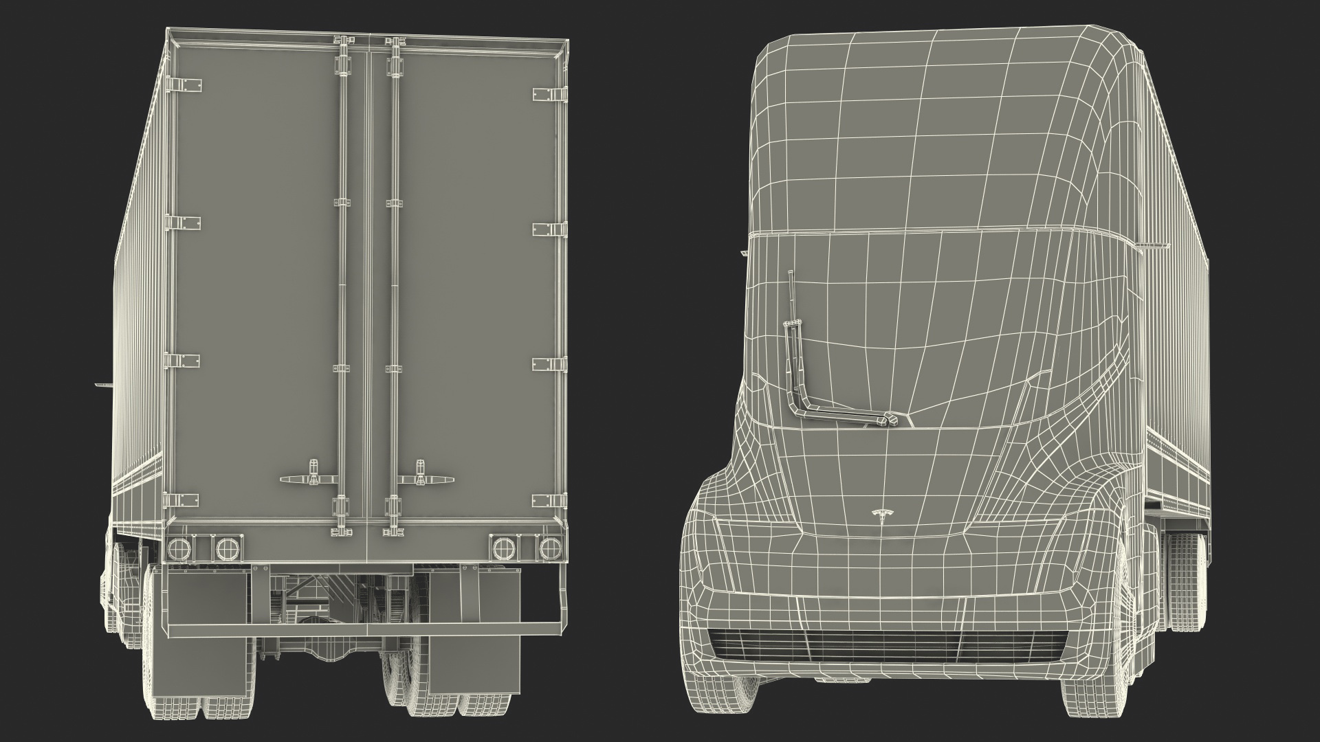 Tesla Semi Truck with Trailer Your Brand Rigged 3D