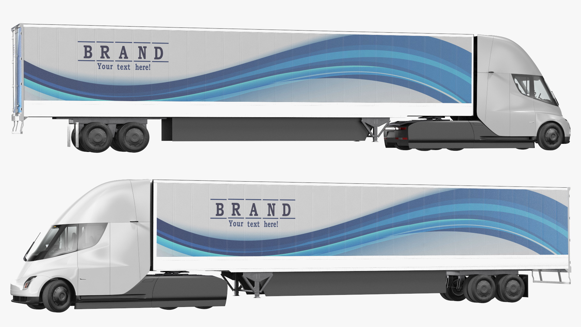 Tesla Semi Truck with Trailer Your Brand Rigged 3D