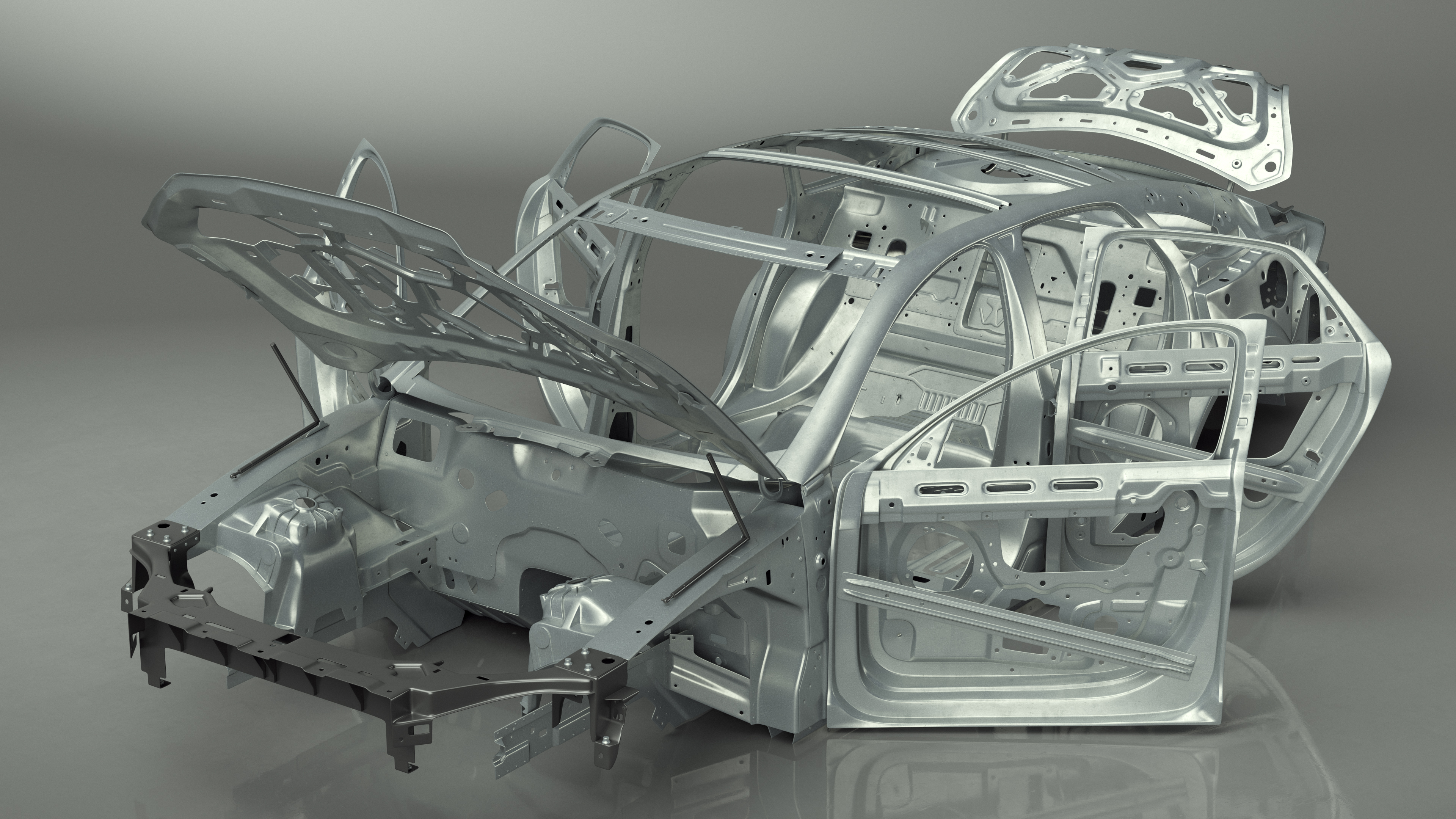 Car Frame Unibody Structure Rigged 3D model