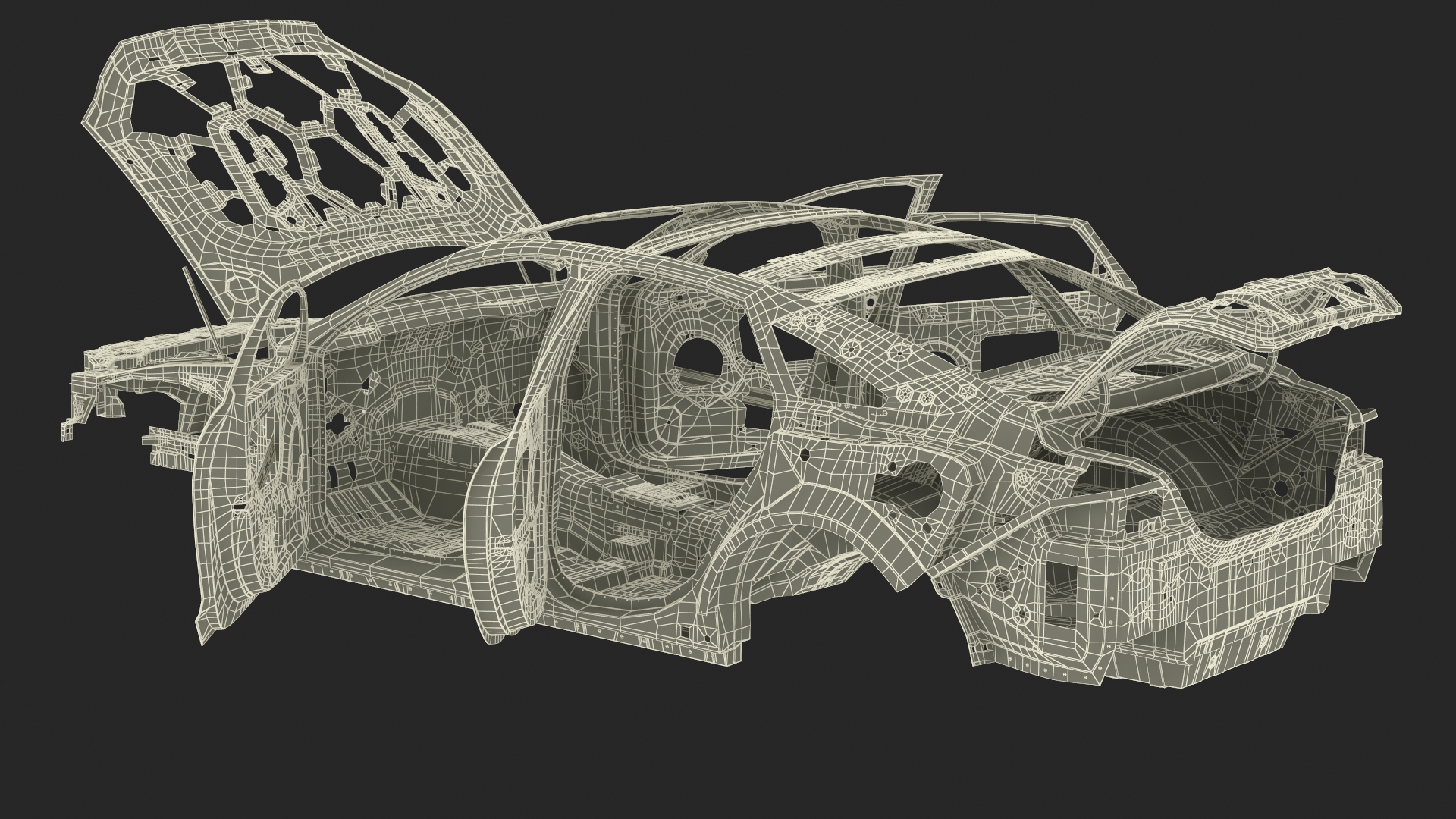 Car Frame Unibody Structure Rigged 3D model